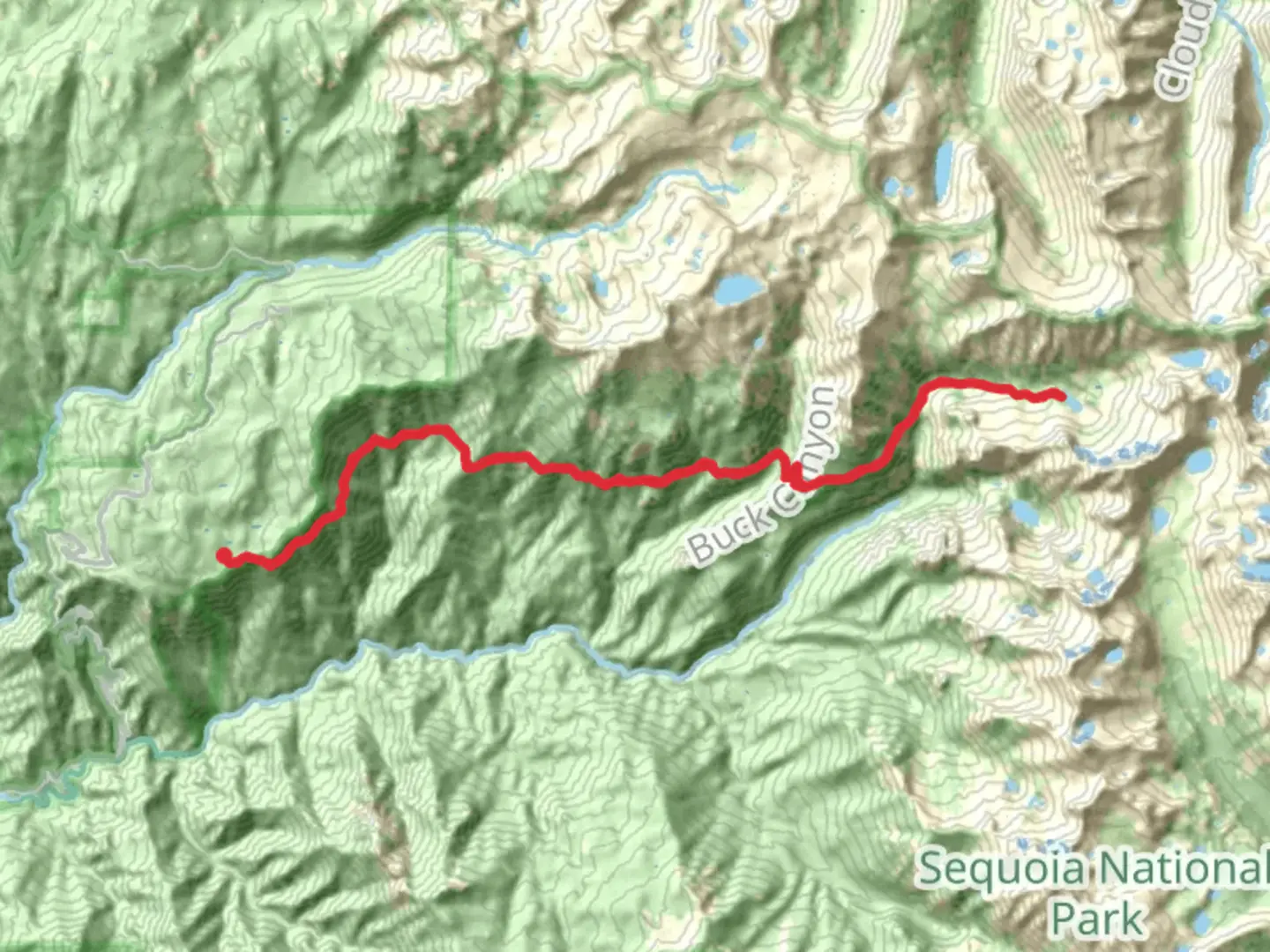 An image depicting the trail Tamarack Lake via High Sierra Trail and its surrounding area.