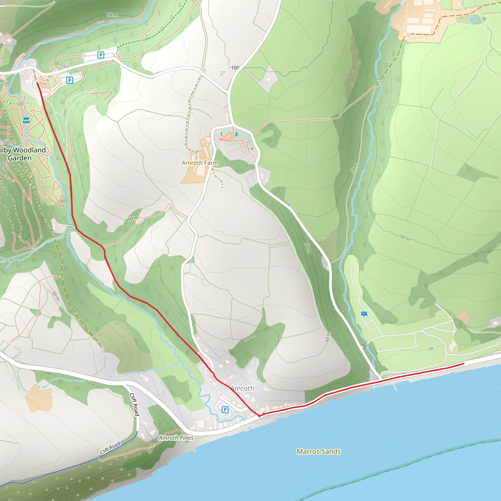 Amroth and Colby Woodland Garden Walk mobile static map