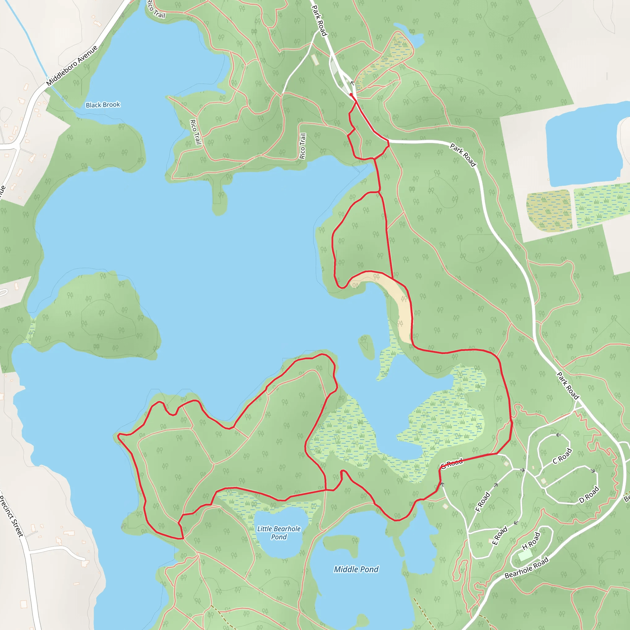 Little Bearhole Pond and King Pond Loop mobile static map