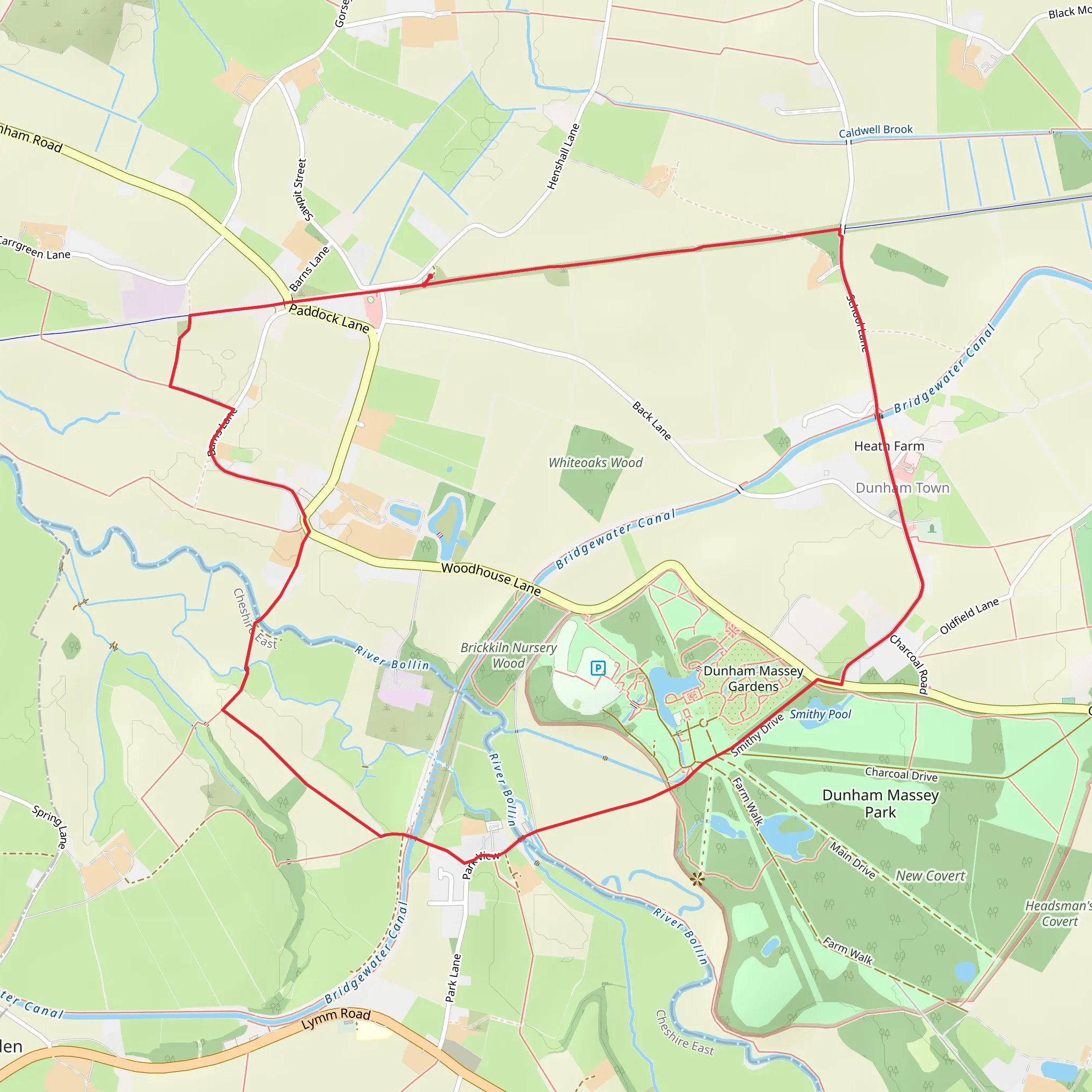 Dunham Massey Gardens and Dunham Massey Country Park Loop mobile static map
