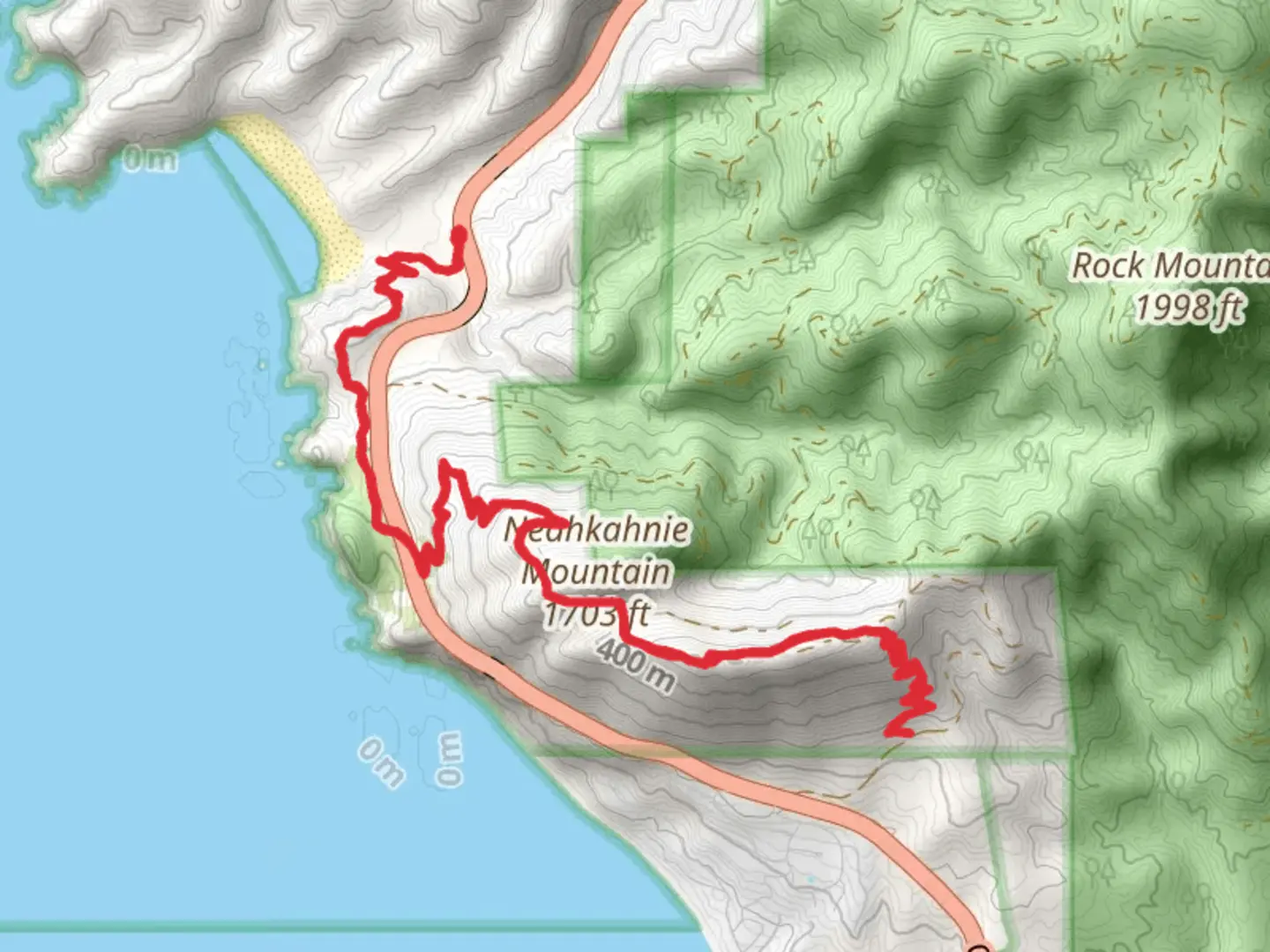 An image depicting the trail South Neah-Kah-Nie Mountain Trail and its surrounding area.