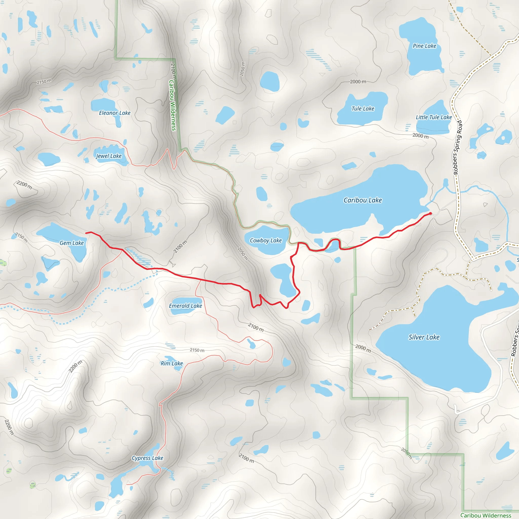Caribou Lake and Gem Lake mobile static map