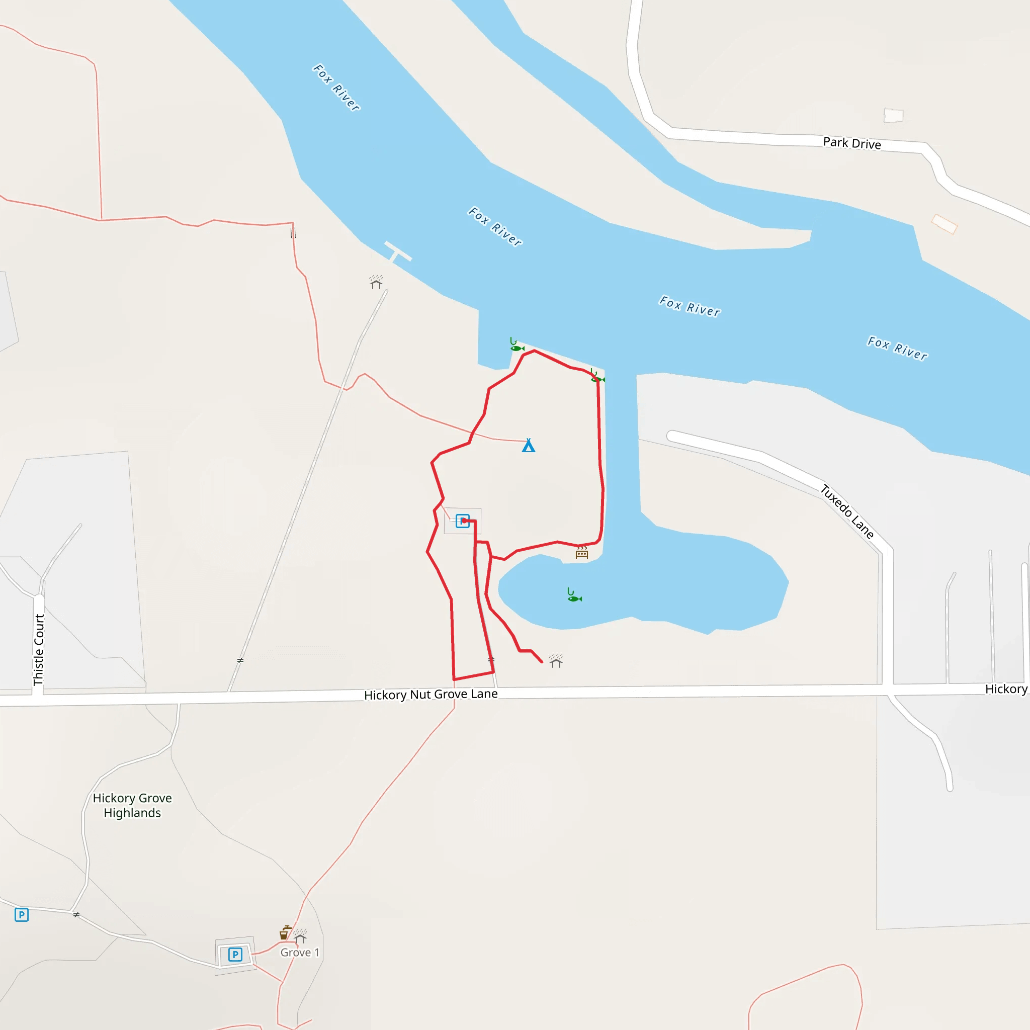 Hickory Nut Grove Lane Loop mobile static map