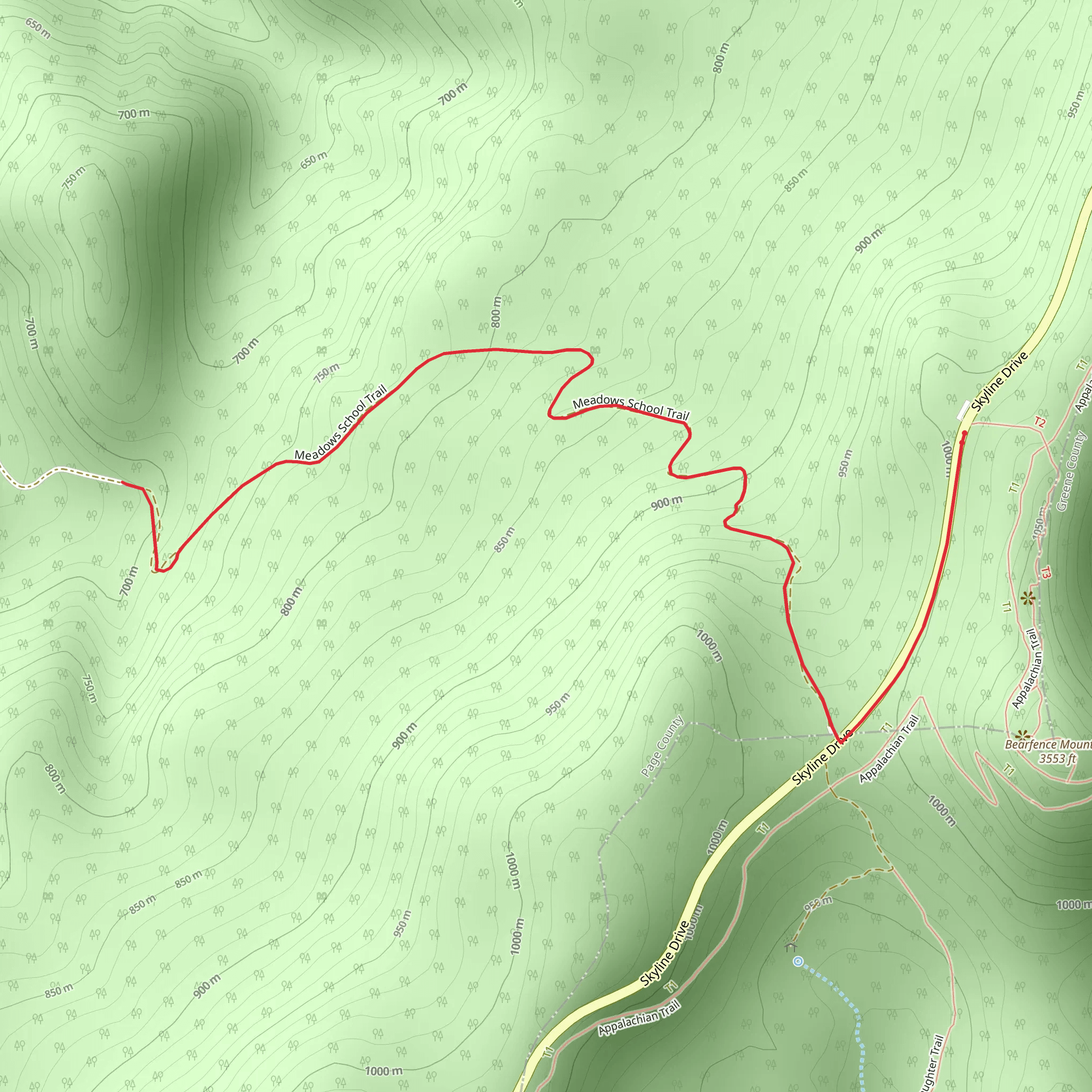 Meadows School Trail mobile static map