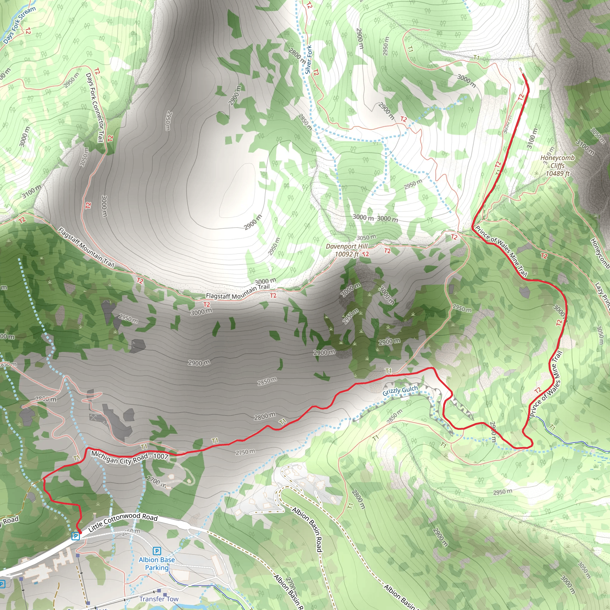 Twin Lakes Pass Trail and Prince of Wales Mine Trail mobile static map