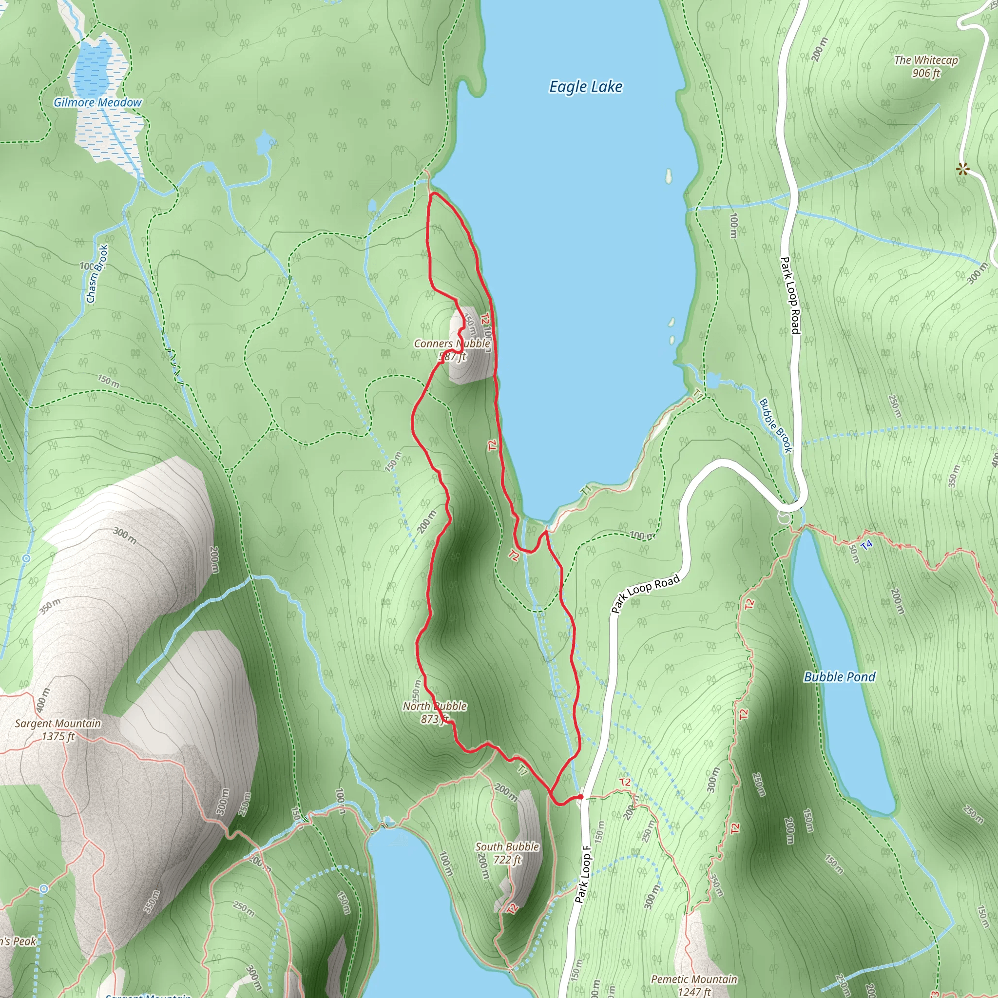 Conners Nubble and Eagle Lake Trail Loop mobile static map