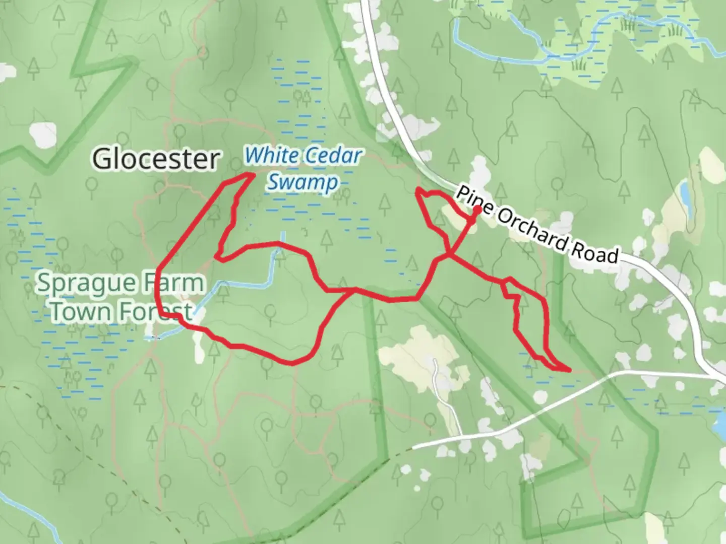 An image depicting the trail Sprague Trail, Lydia's Trail and Haystack Hill Loop Trail and its surrounding area.