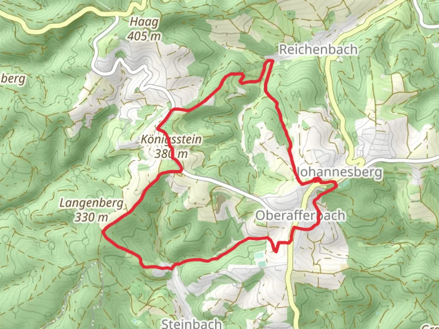 An image depicting the trail Schwarzer Fuchs and Kulturweg Kleinostheim and its surrounding area.
