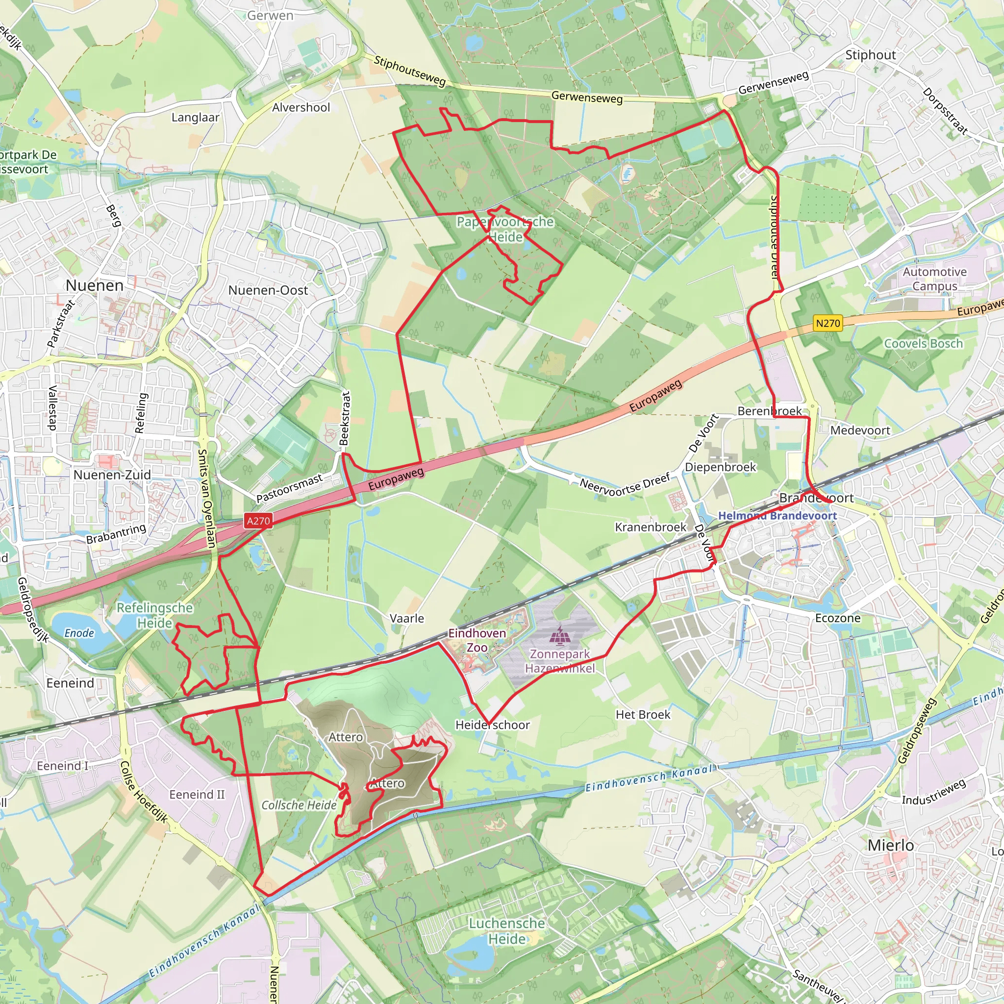 Papenvoortsche Heide, Collsche Heide and Schoutse Vennen Loop mobile static map