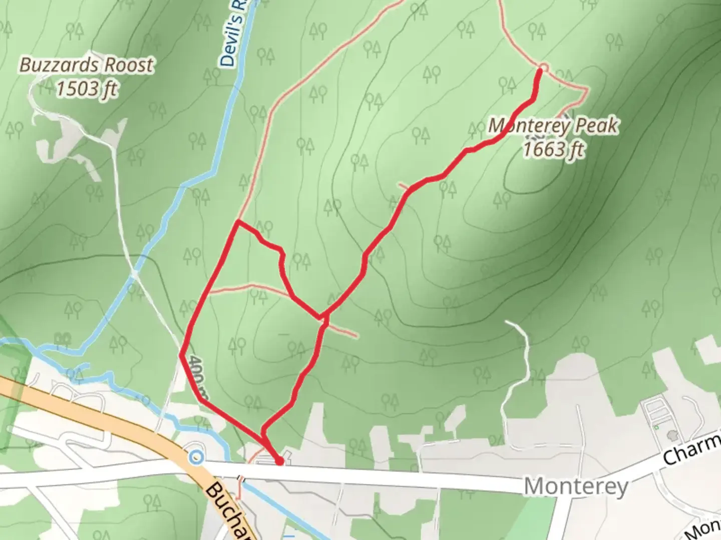 An image depicting the trail Billy Yank Trail Loop from Chairman Road and its surrounding area.
