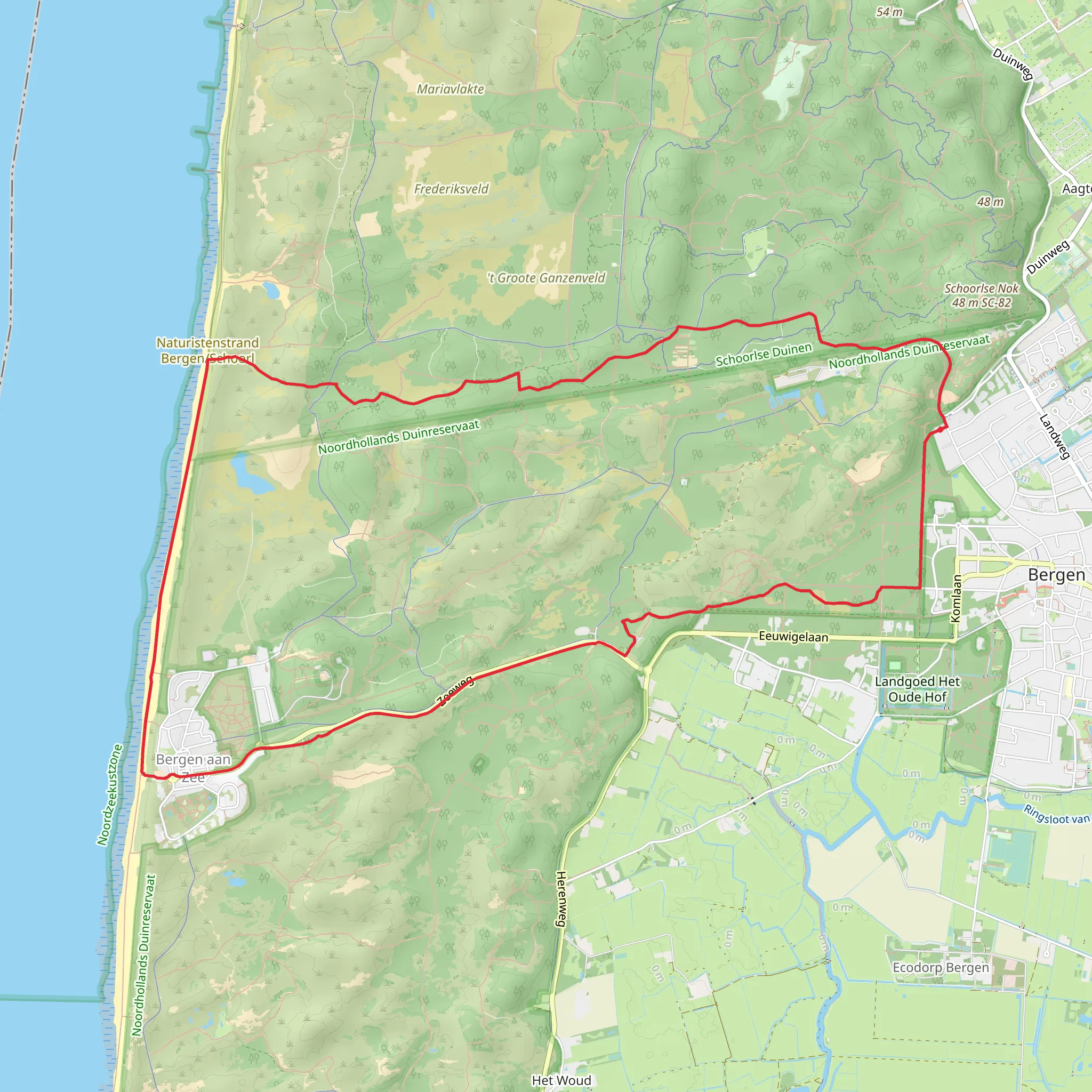 Bergerbosch, Schaapskooi Bergen and Bergen aan Zee Loop mobile static map