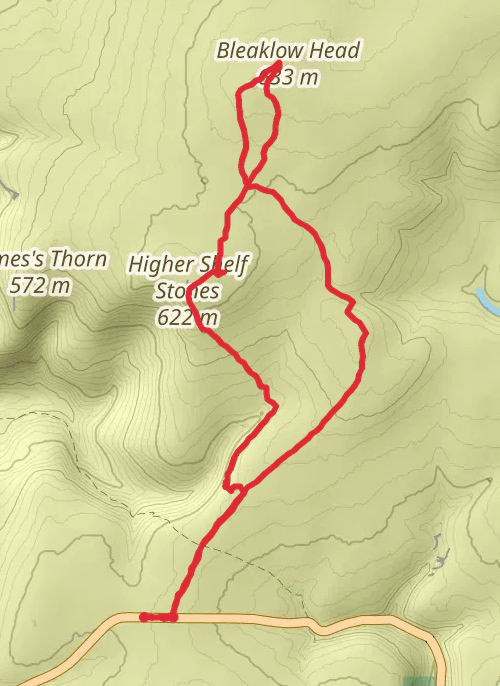 Hike on Higher Shelf Stones and Bleaklow Head Walk mobile static map
