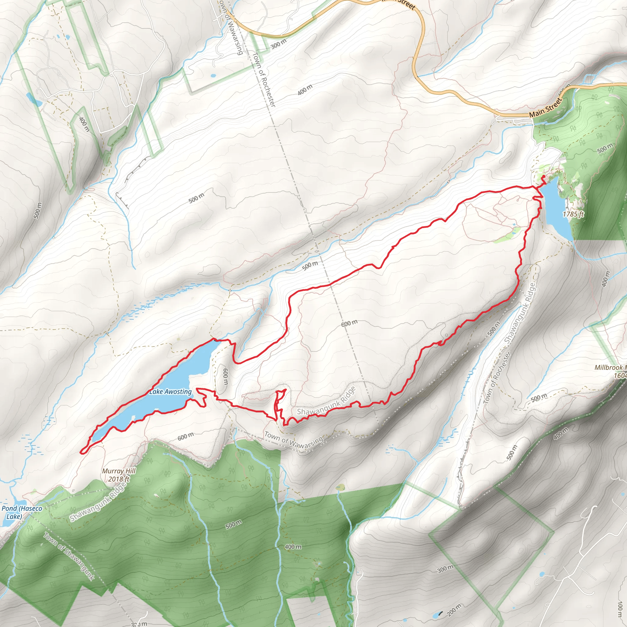 Lake Awosting and Lake Minnewaska Loop mobile static map