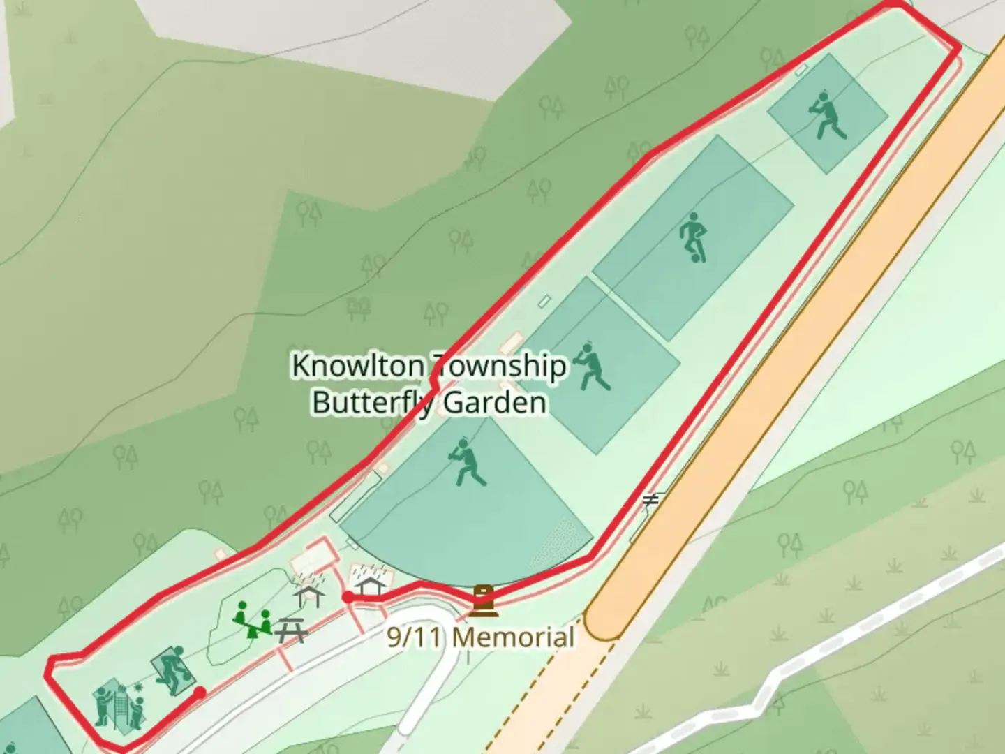 An image depicting the trail Tunnel Field Loop and its surrounding area.
