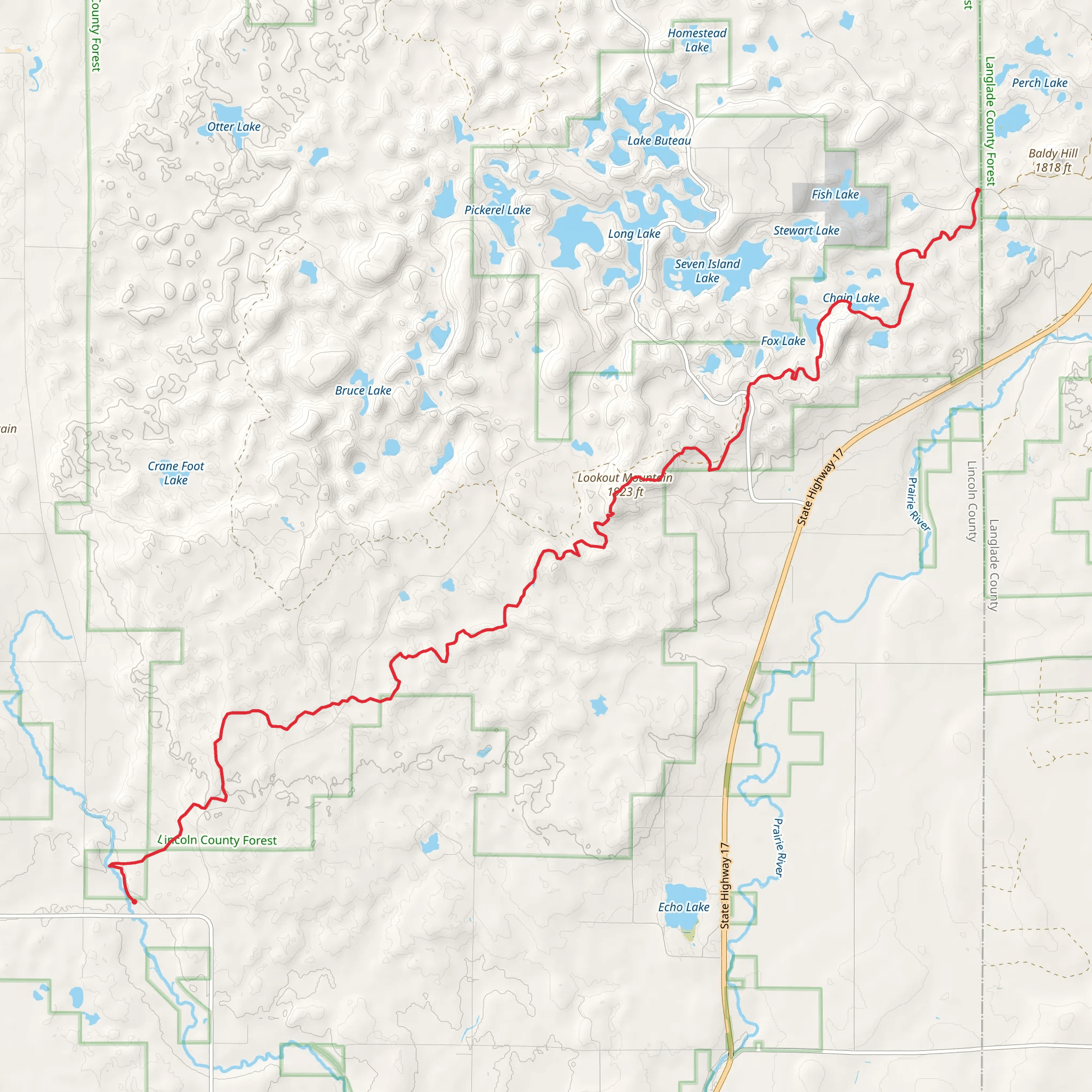 Lookout Mountain via Ice Age Trail mobile static map