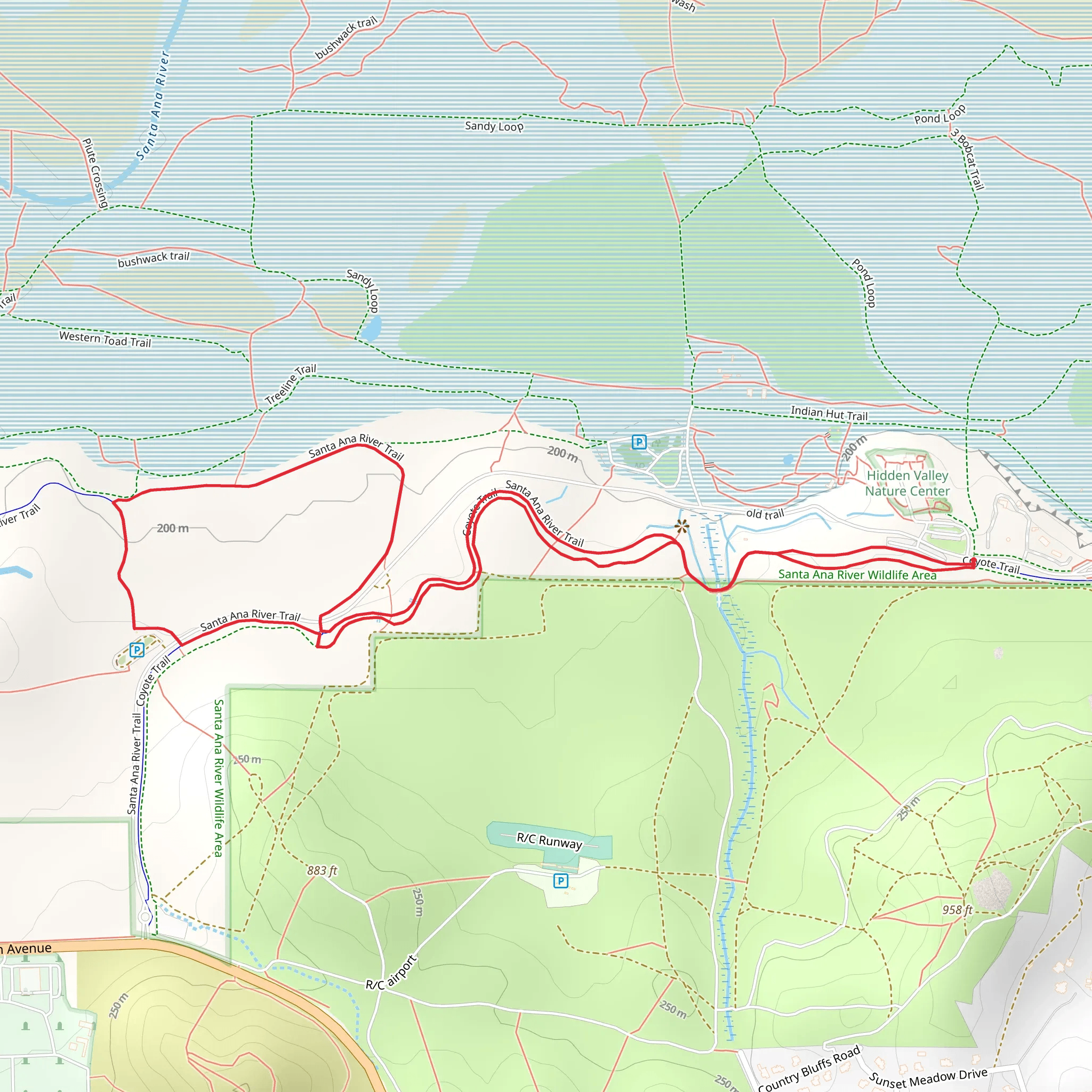 Chaparral Trail and Santa Ana River Loop Trail mobile static map