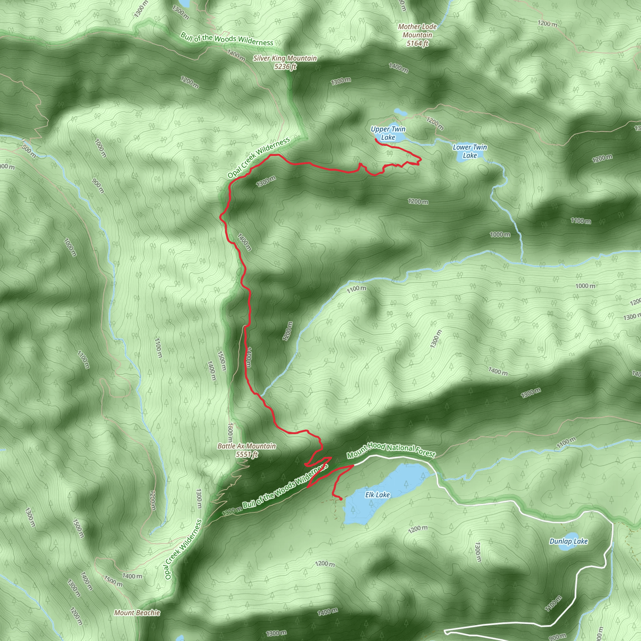 Upper Twin Lake via Bagby Trail mobile static map