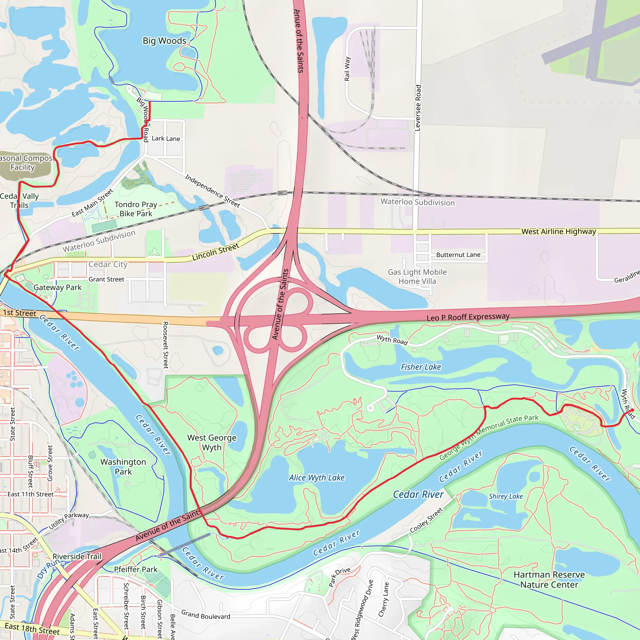 Cedar Valley Lakes Trail - George Wyth Lake mobile static map