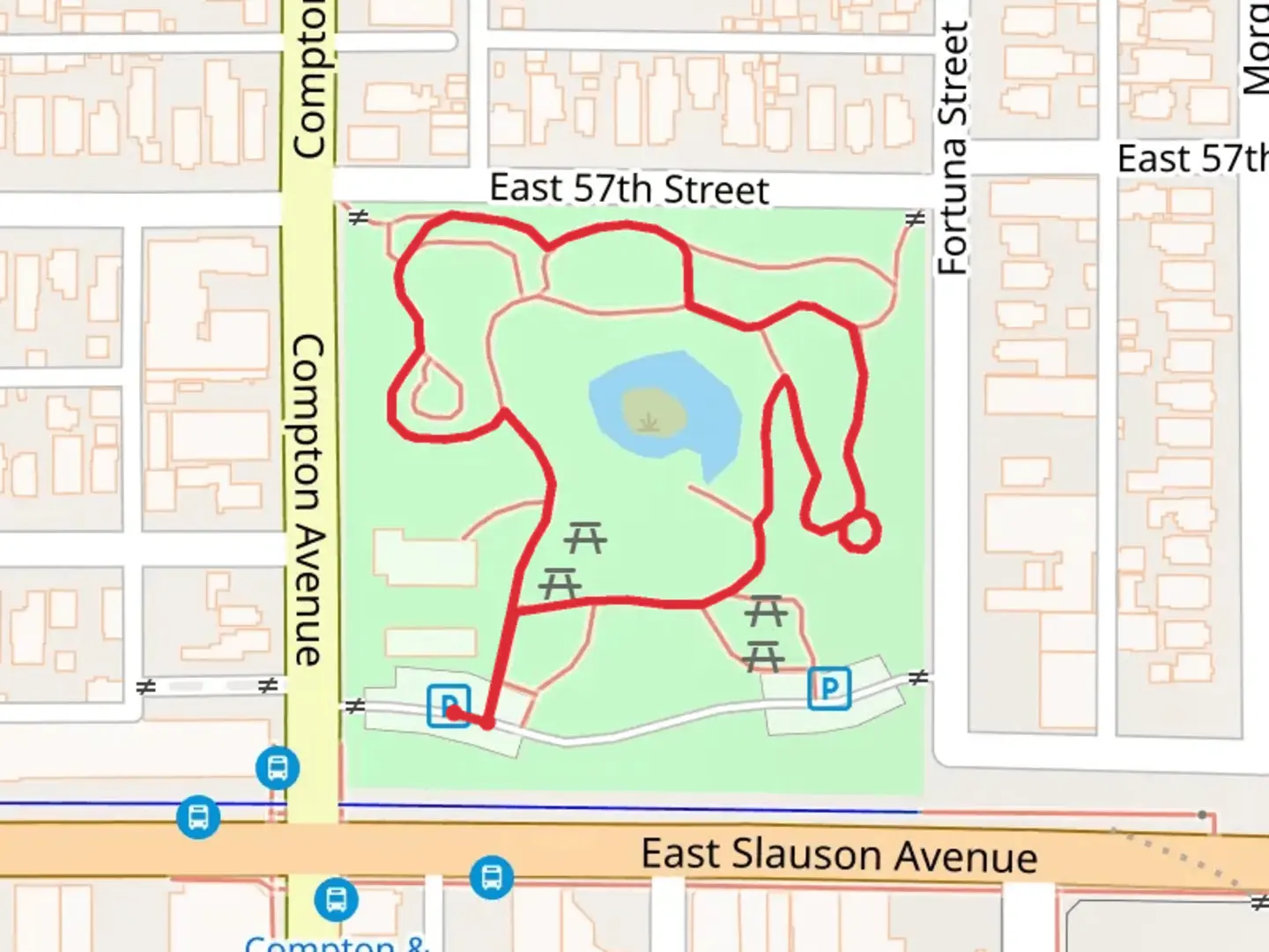 An image depicting the trail Augustus F Hawkins Natural Park Loop and its surrounding area.