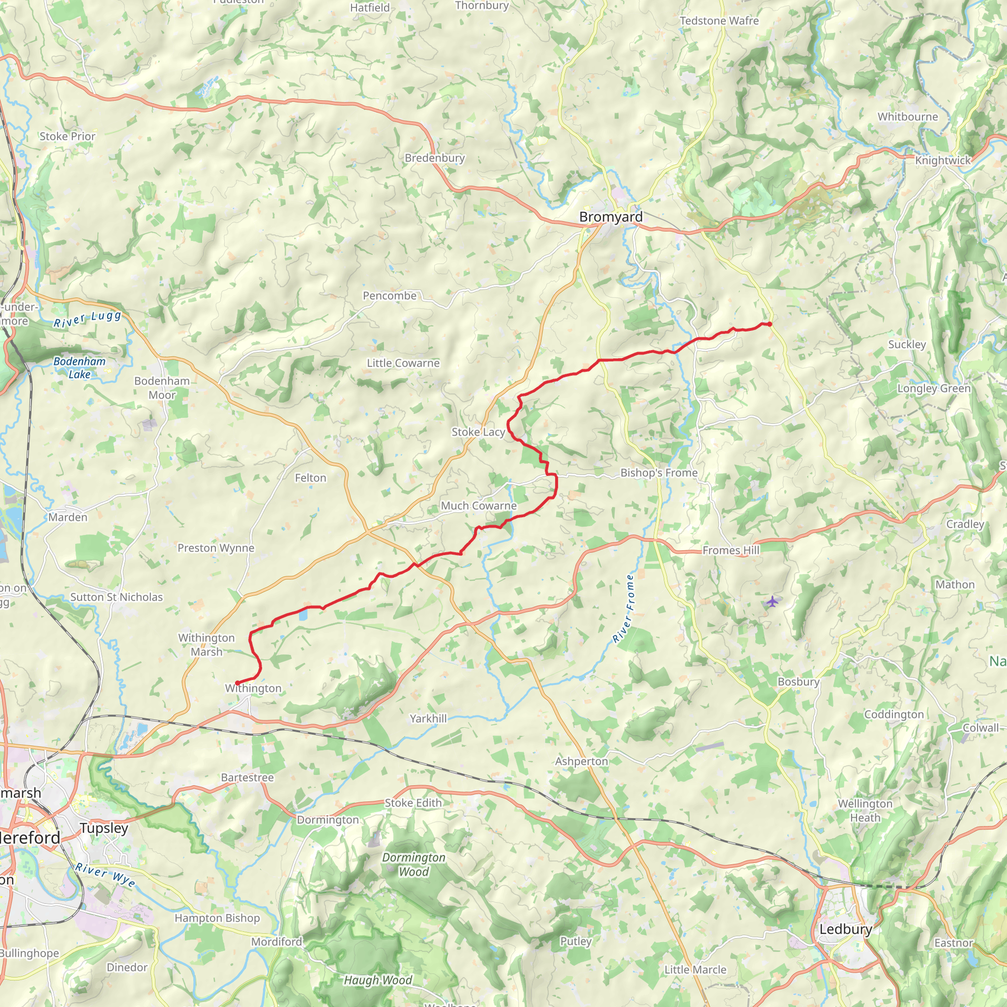 Withington to Stanford Bishop Village Walk mobile static map