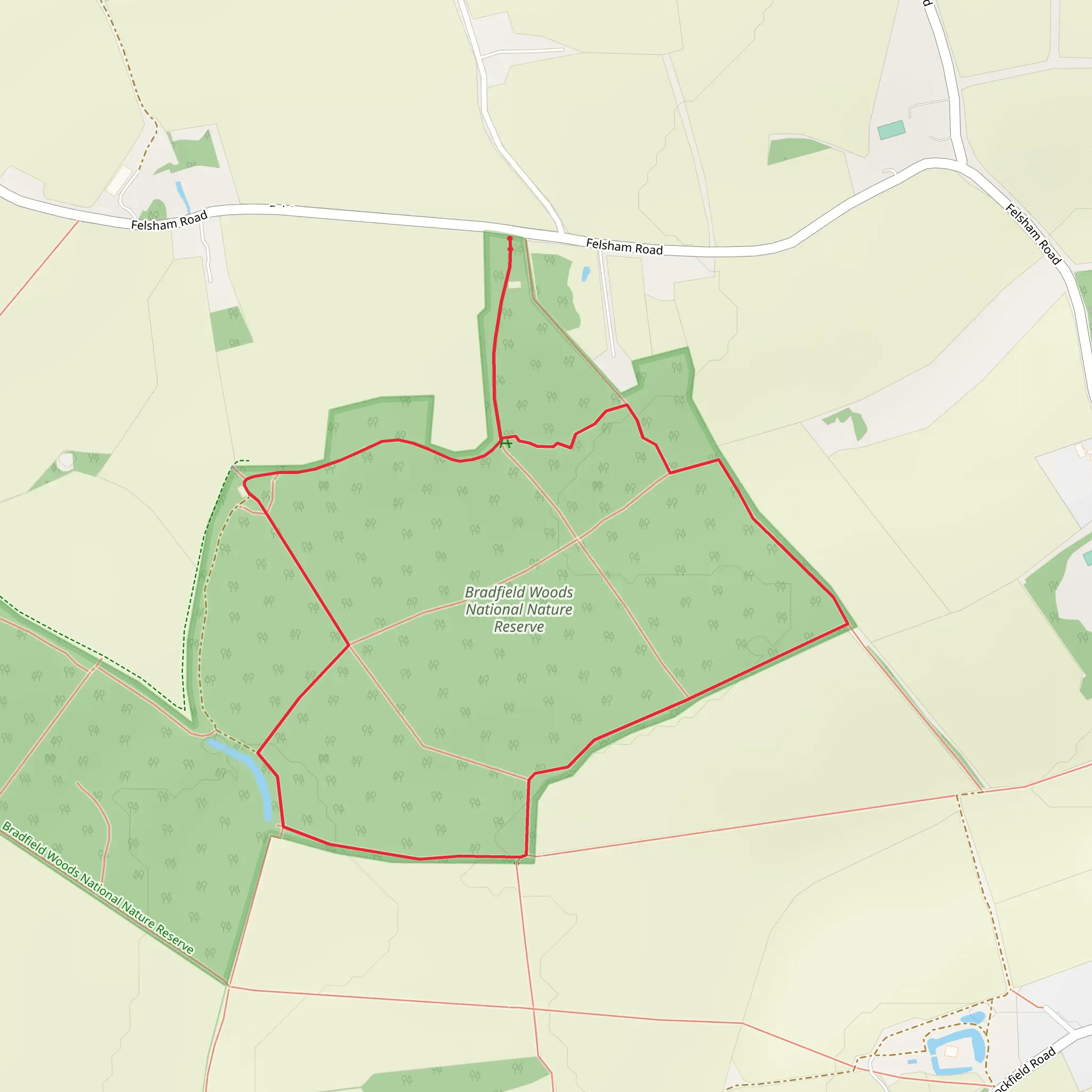Bradfield Woods Blue Route mobile static map