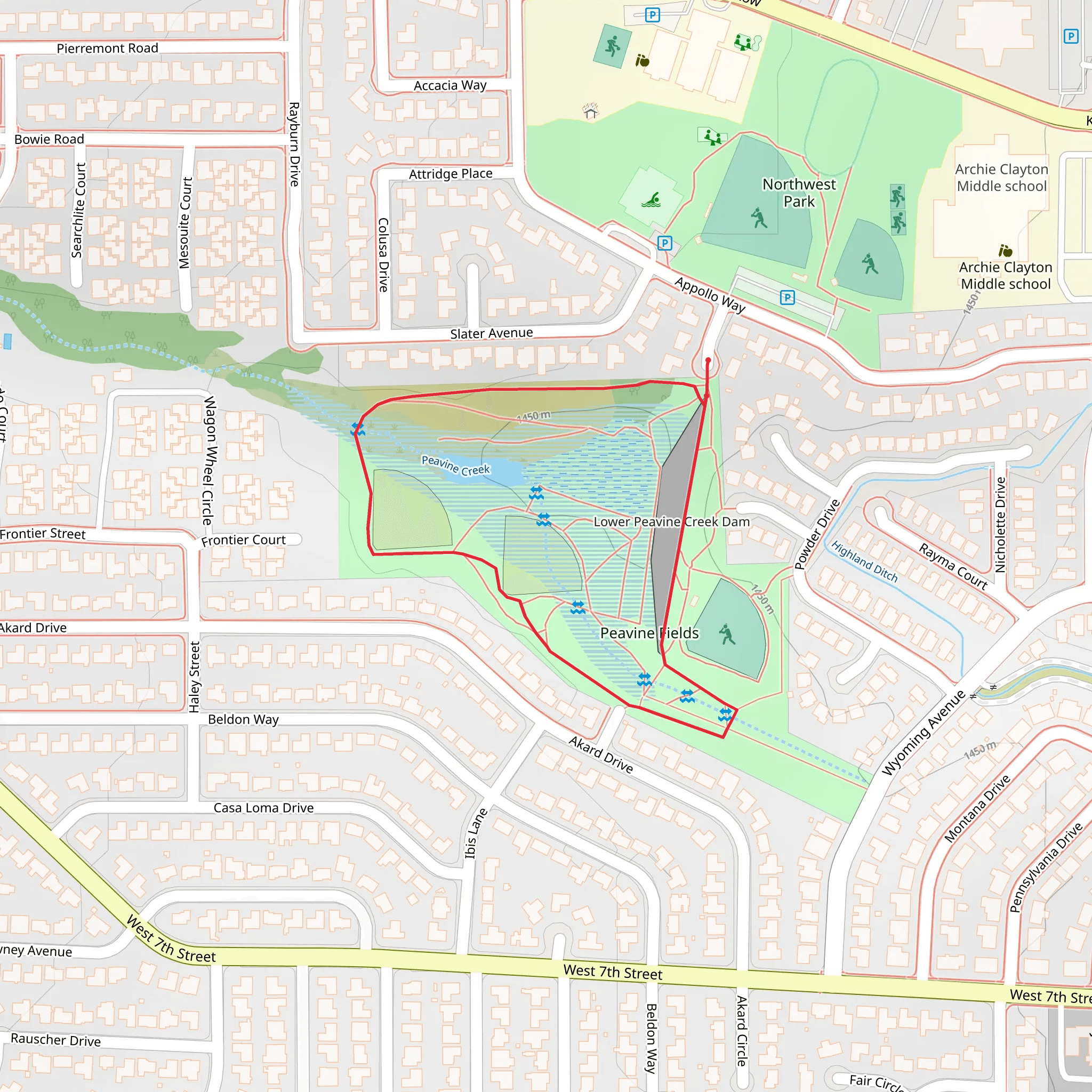Lower Peavine Creek Reservoir Loop mobile static map