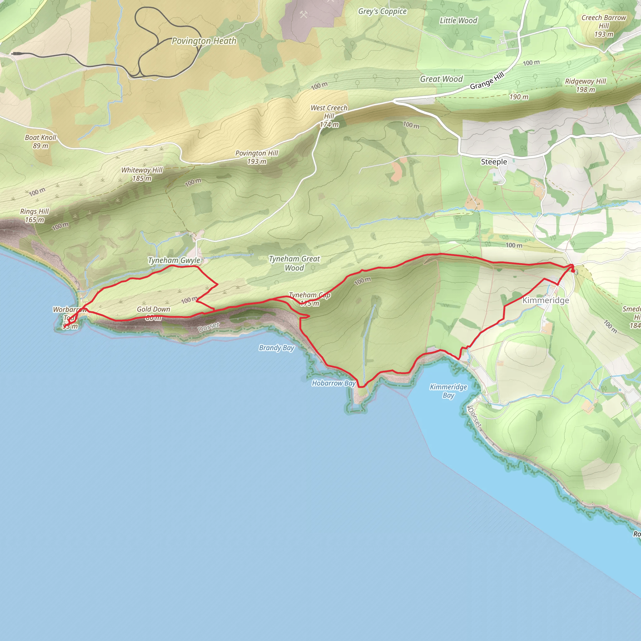 Tyneham Cap and Worbarrow Tout Loop - Kimmeridge mobile static map