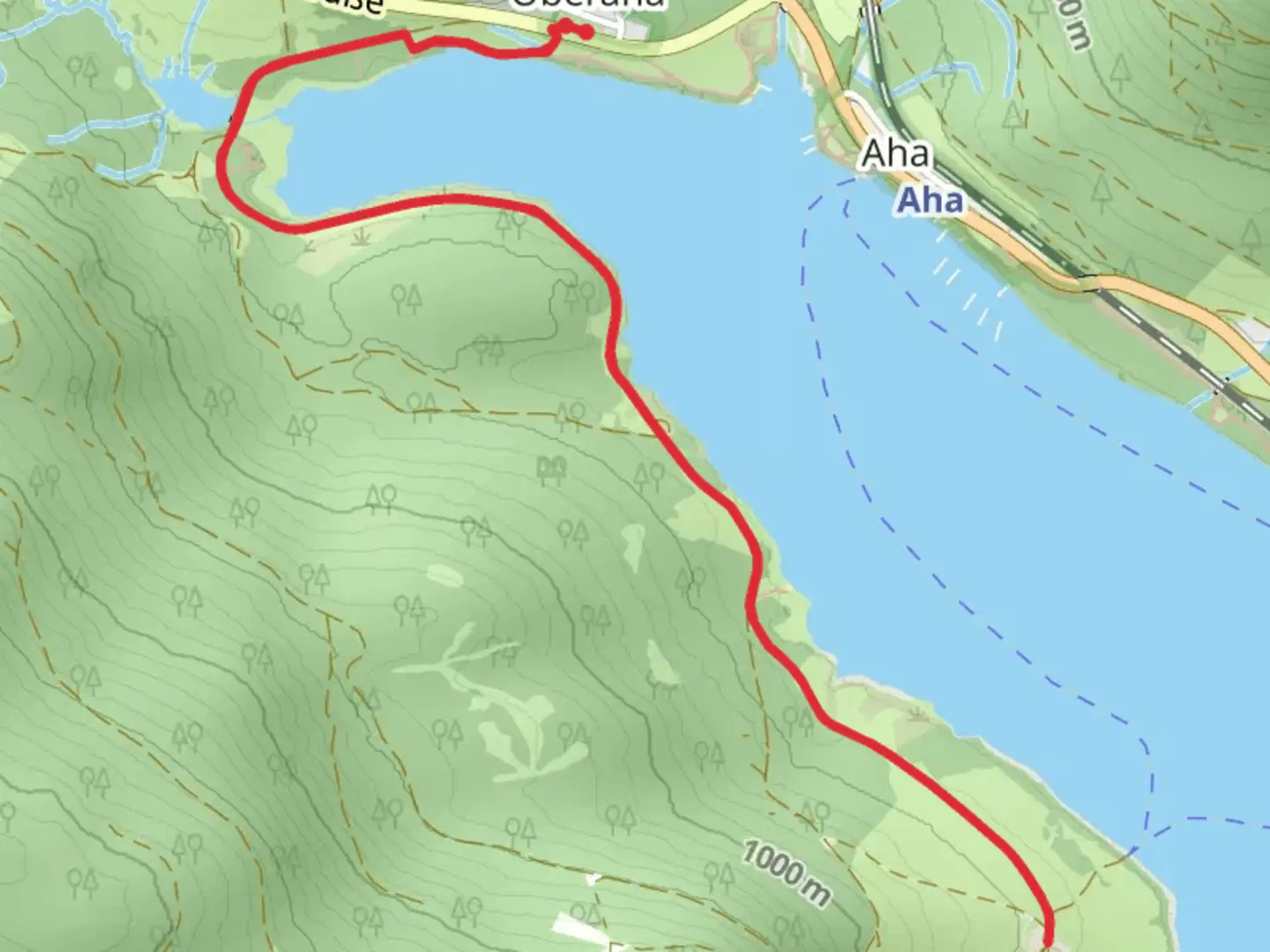 An image depicting the trail Unterkrummen Walk via Seewege Waldmatt and its surrounding area.