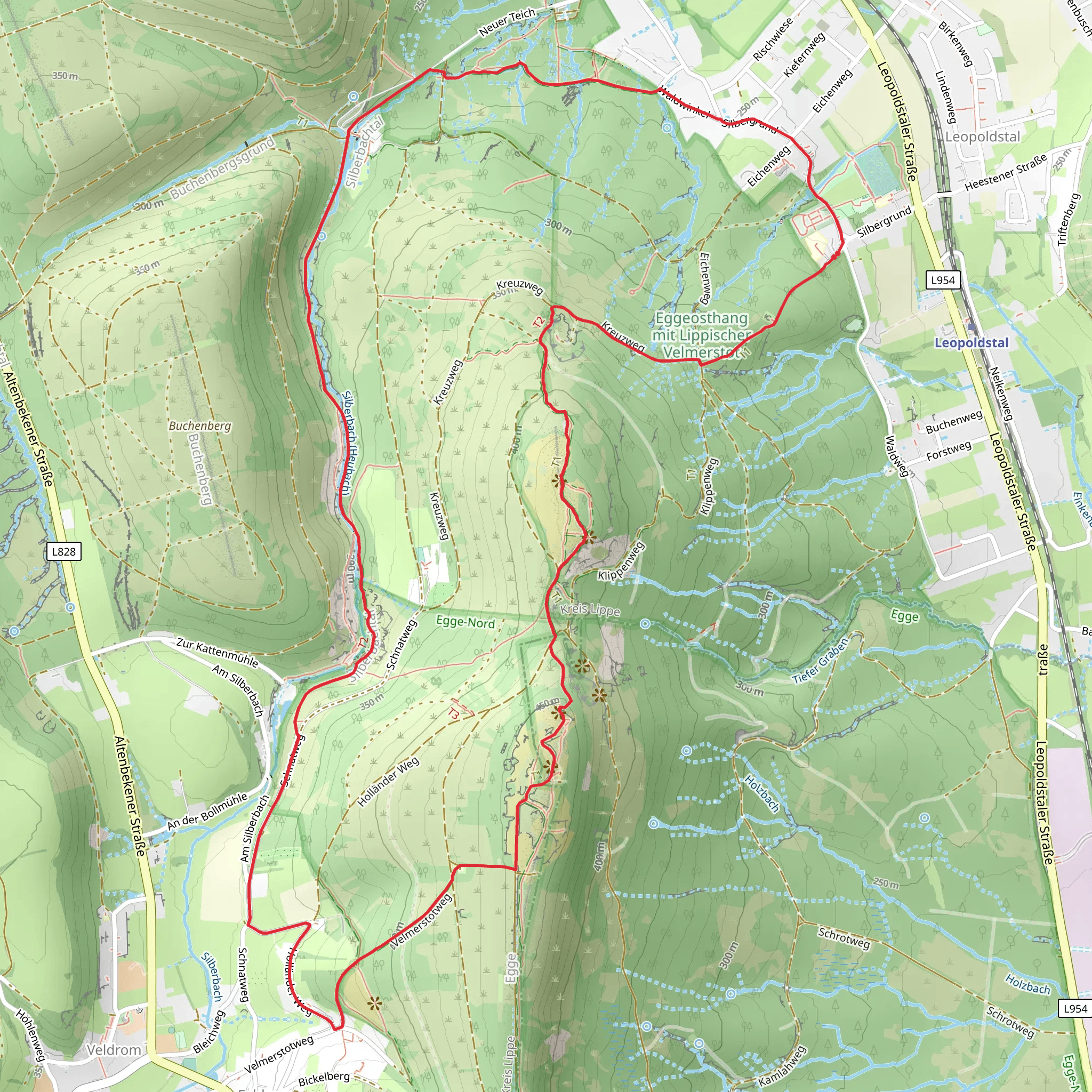 Trojaburg, Lippische Velmerstot and Preußische Velmerstot Loop via Velmerstot Route mobile static map