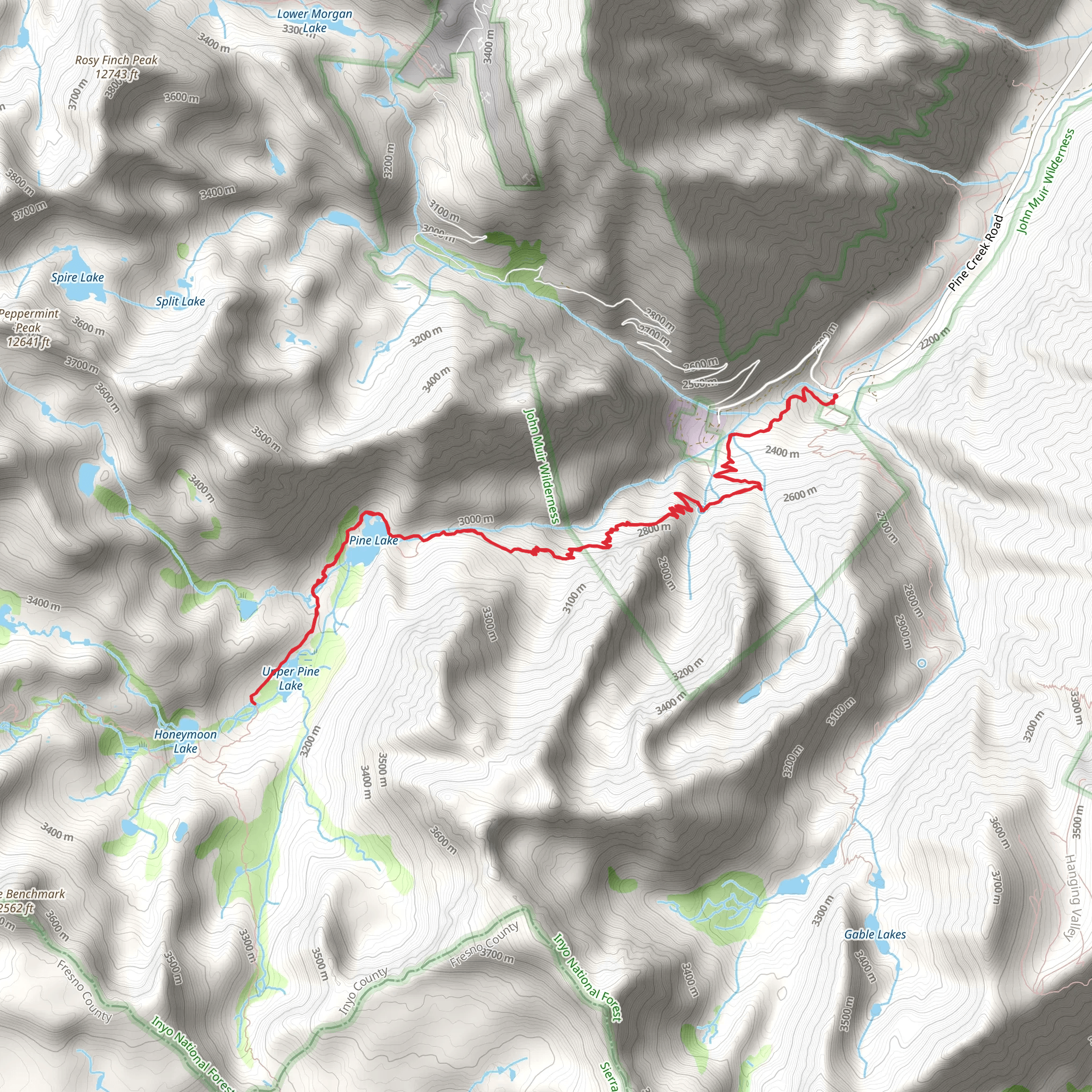 Pine Lake Upper Pine Lake via Pine Creek Pass Trail mobile static map