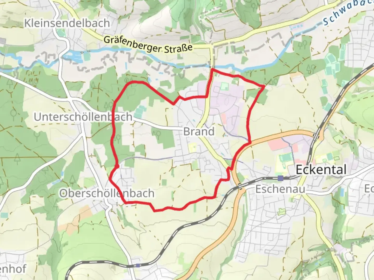 An image depicting the trail Rund um Brand Loop and its surrounding area.