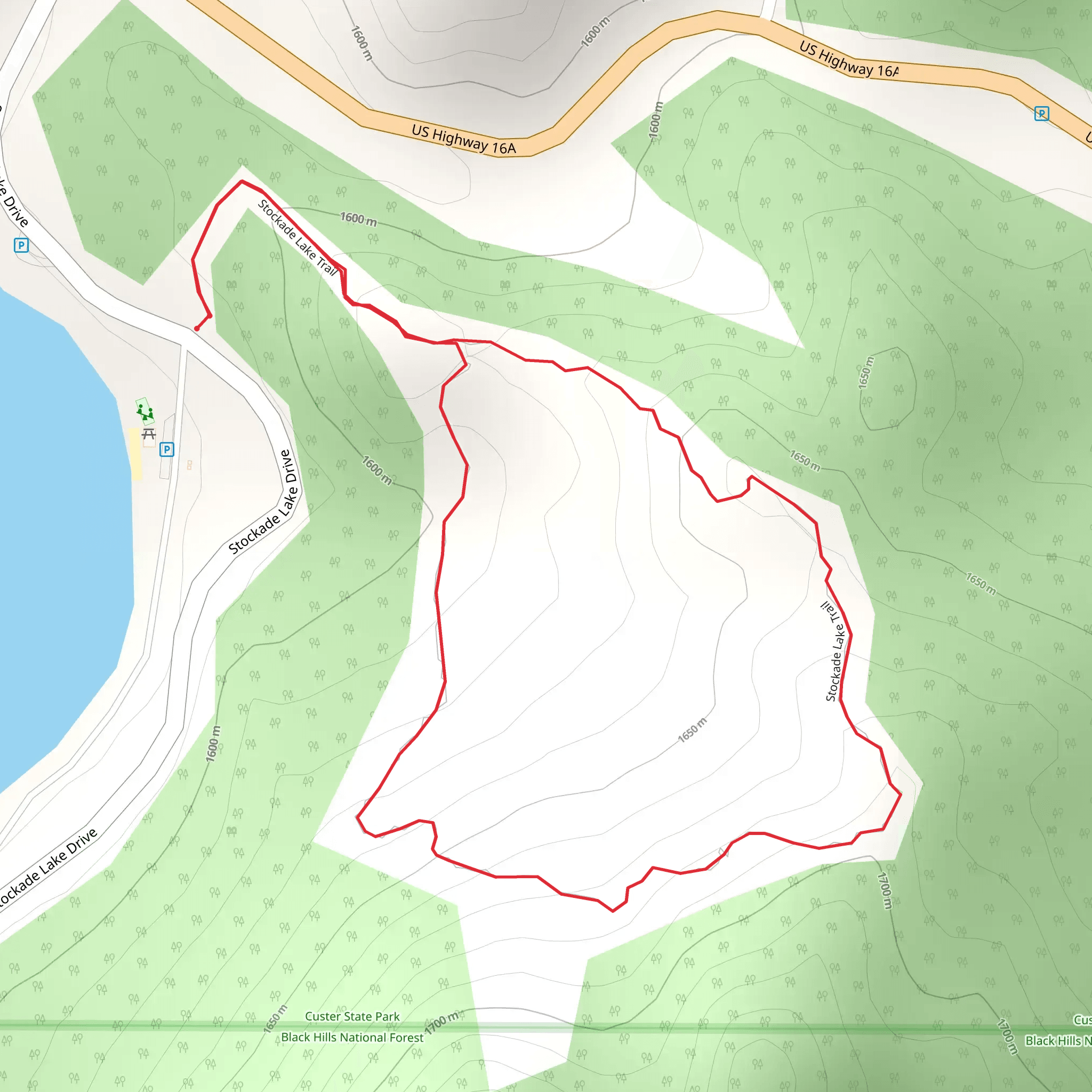Stockade Lake Loop Trail mobile static map