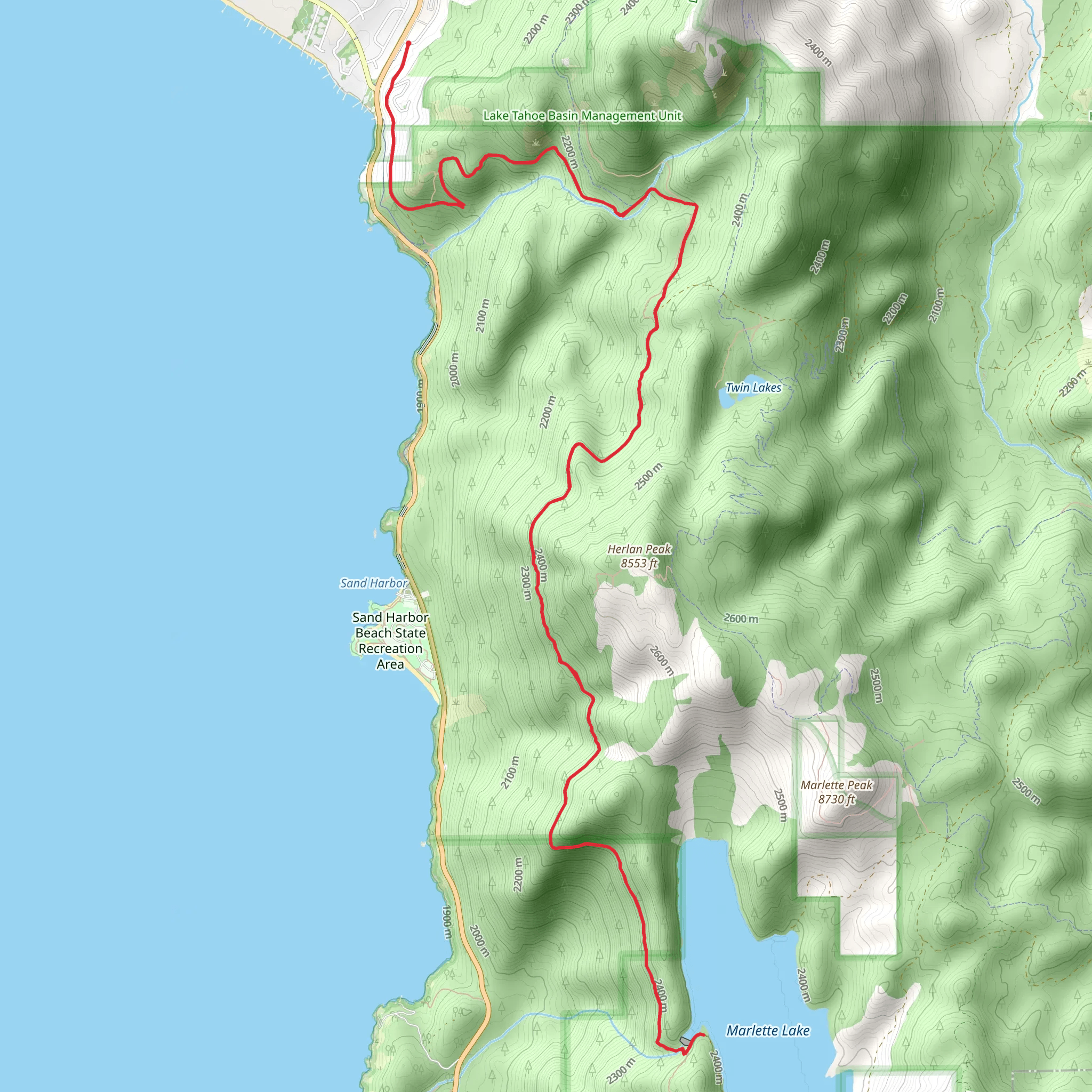 Mill Creek Road and Marlette Flume Trail mobile static map