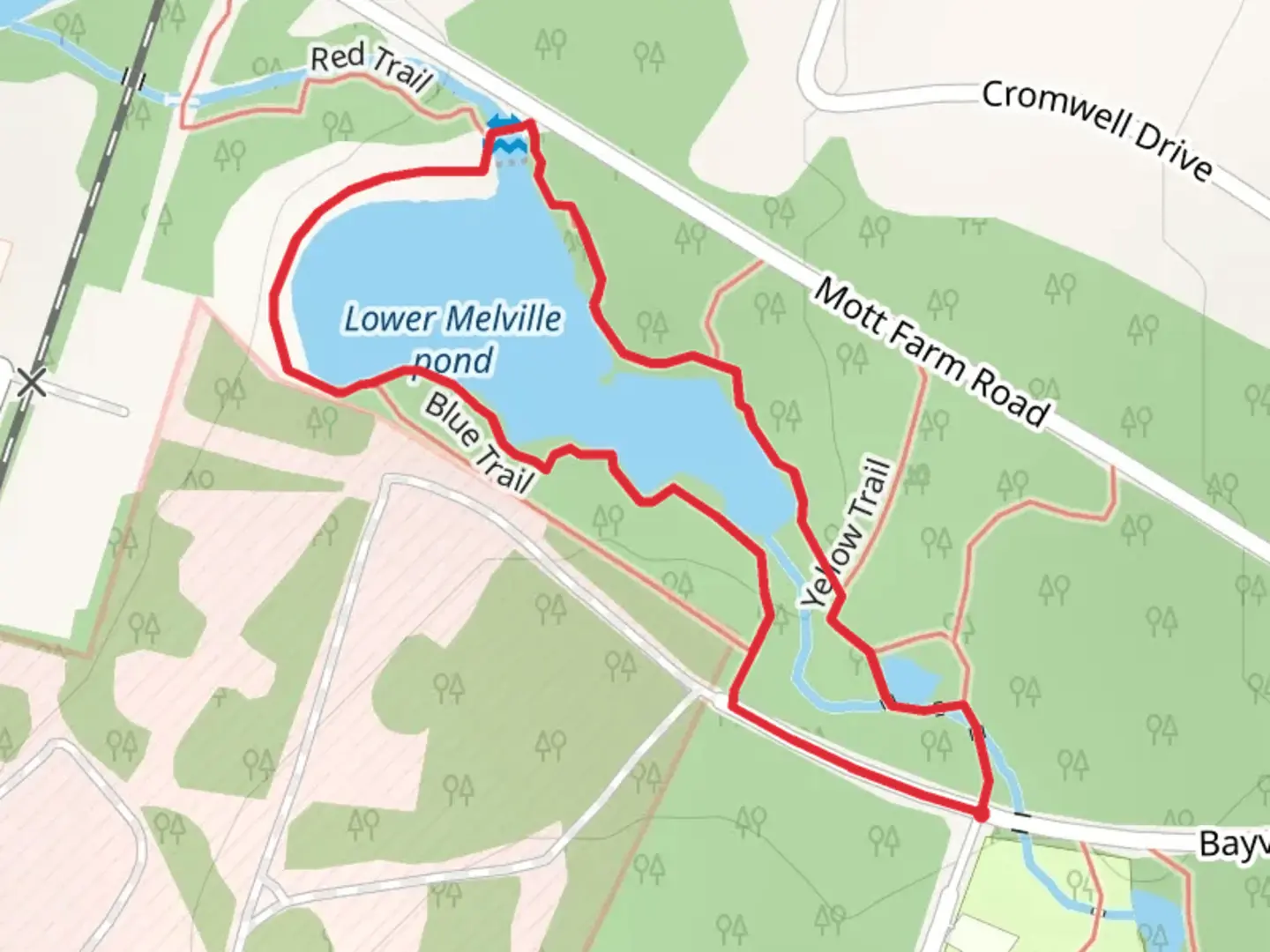 An image depicting the trail Lower Melville Pond Loop and its surrounding area.