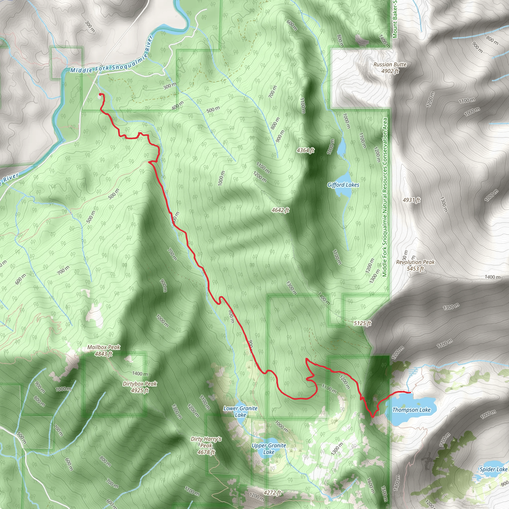 Thompson Lake via Granite Creek Trail mobile static map