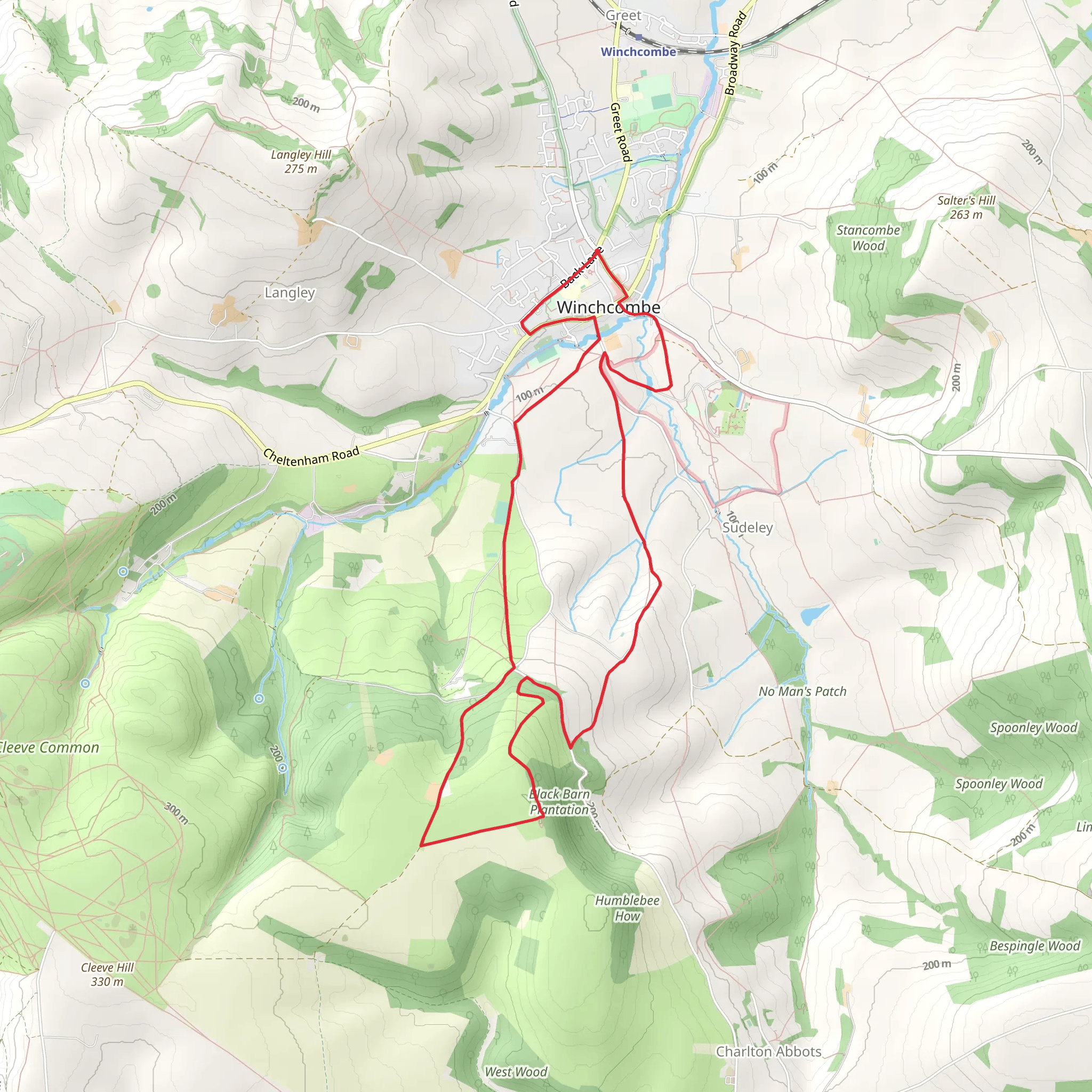 Winchcombe and Belas Knap mobile static map