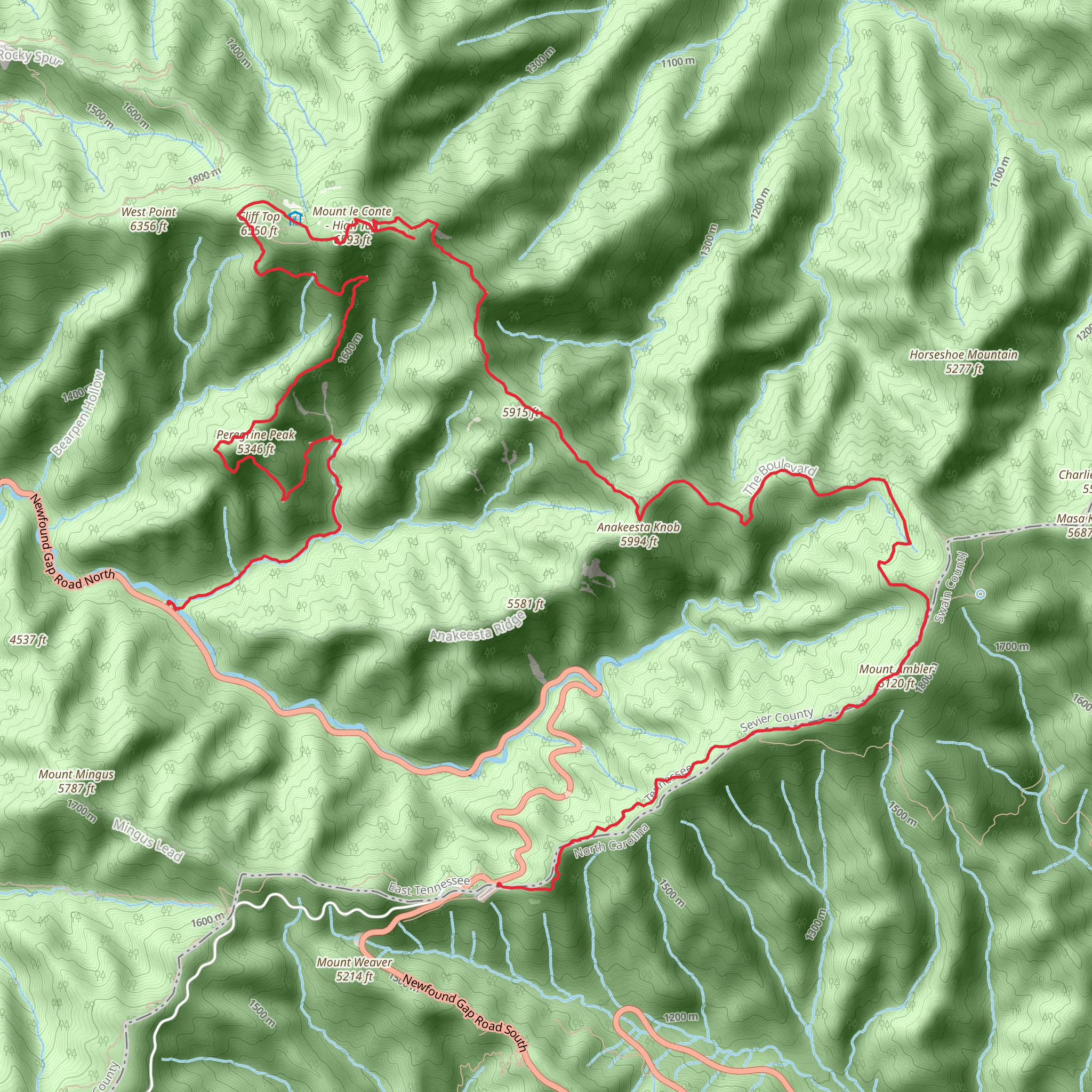 Appalachian and Alum Cave Horseshoe Trail mobile static map