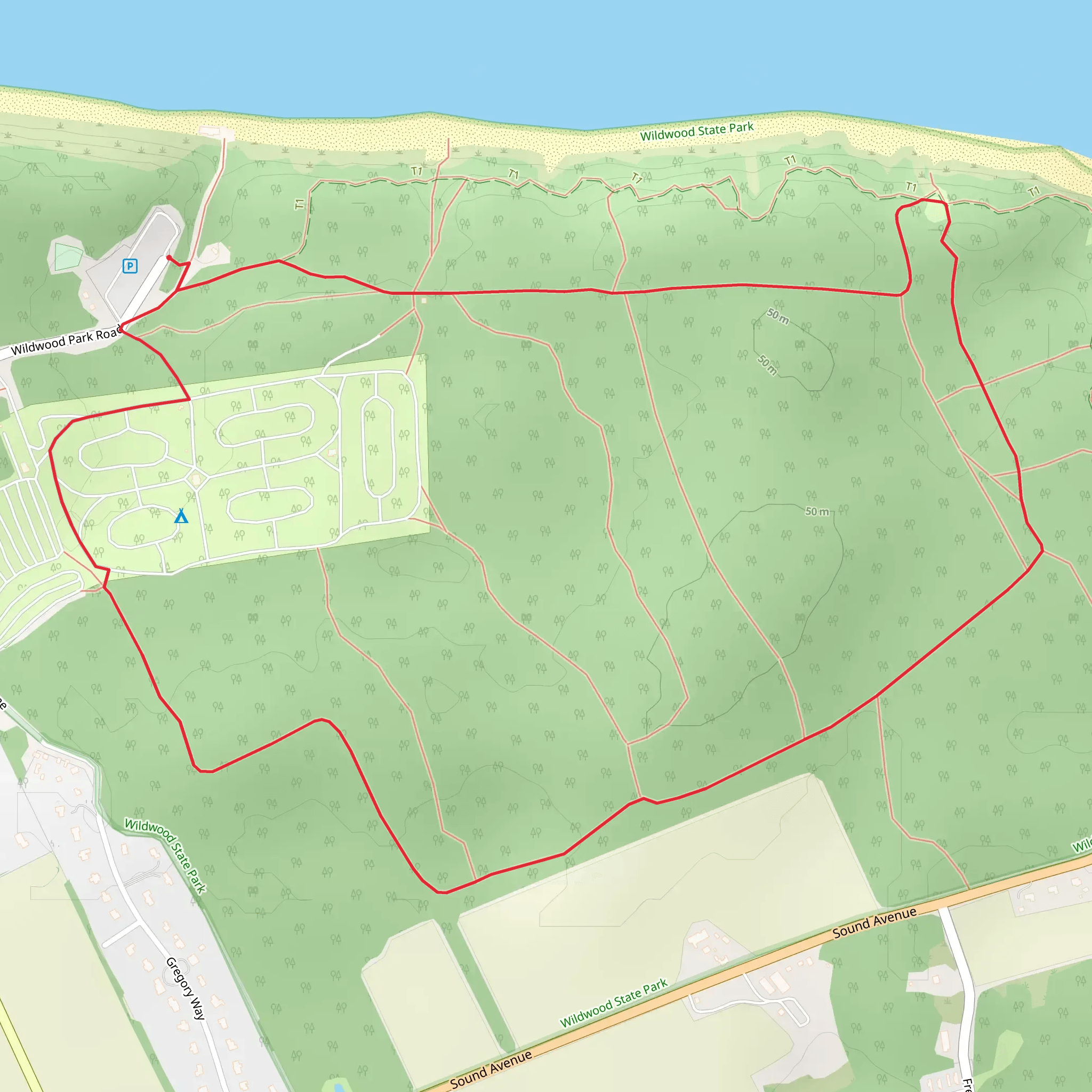 Wildwood State Park Loop mobile static map