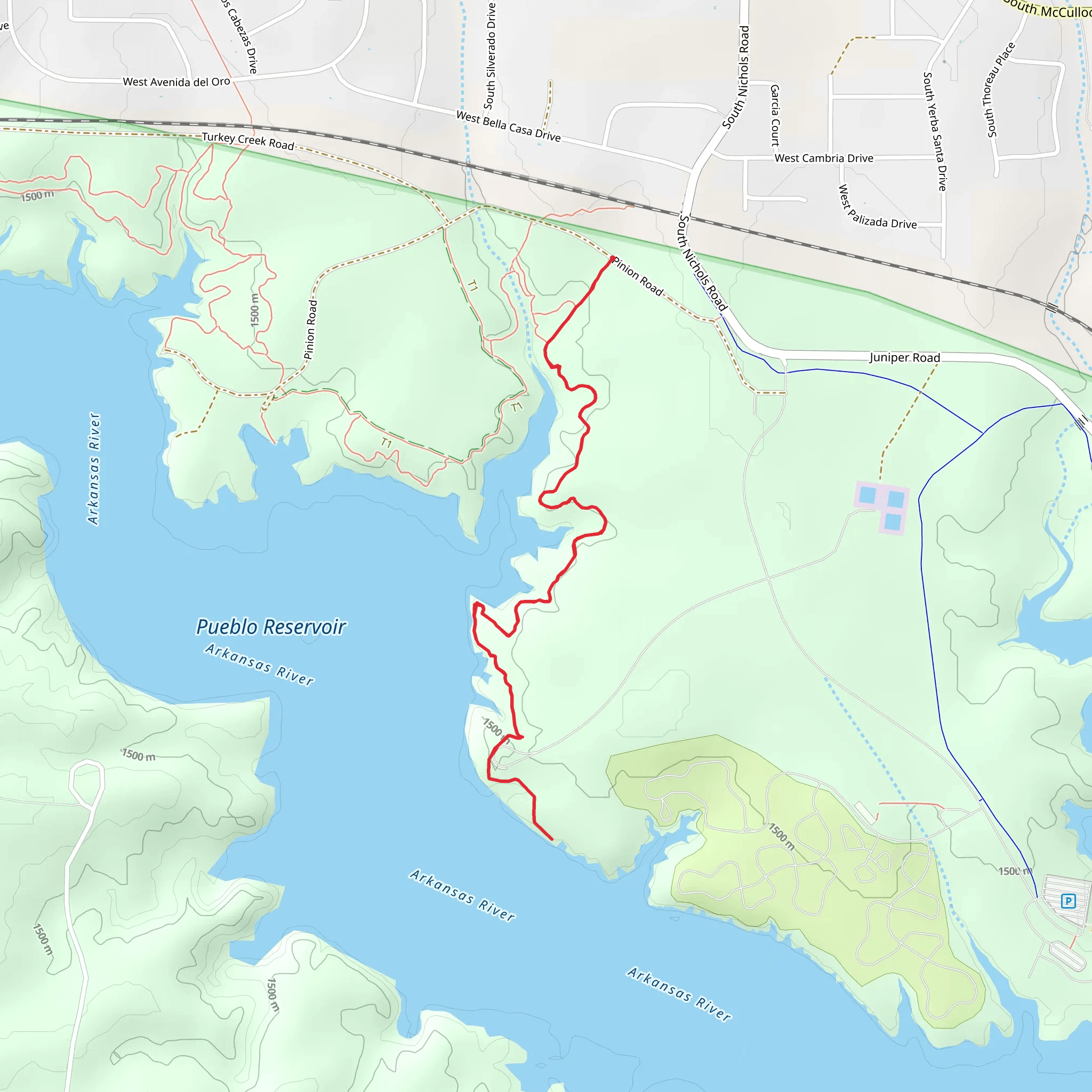 Pueblo Reservoir East Shore Walk mobile static map