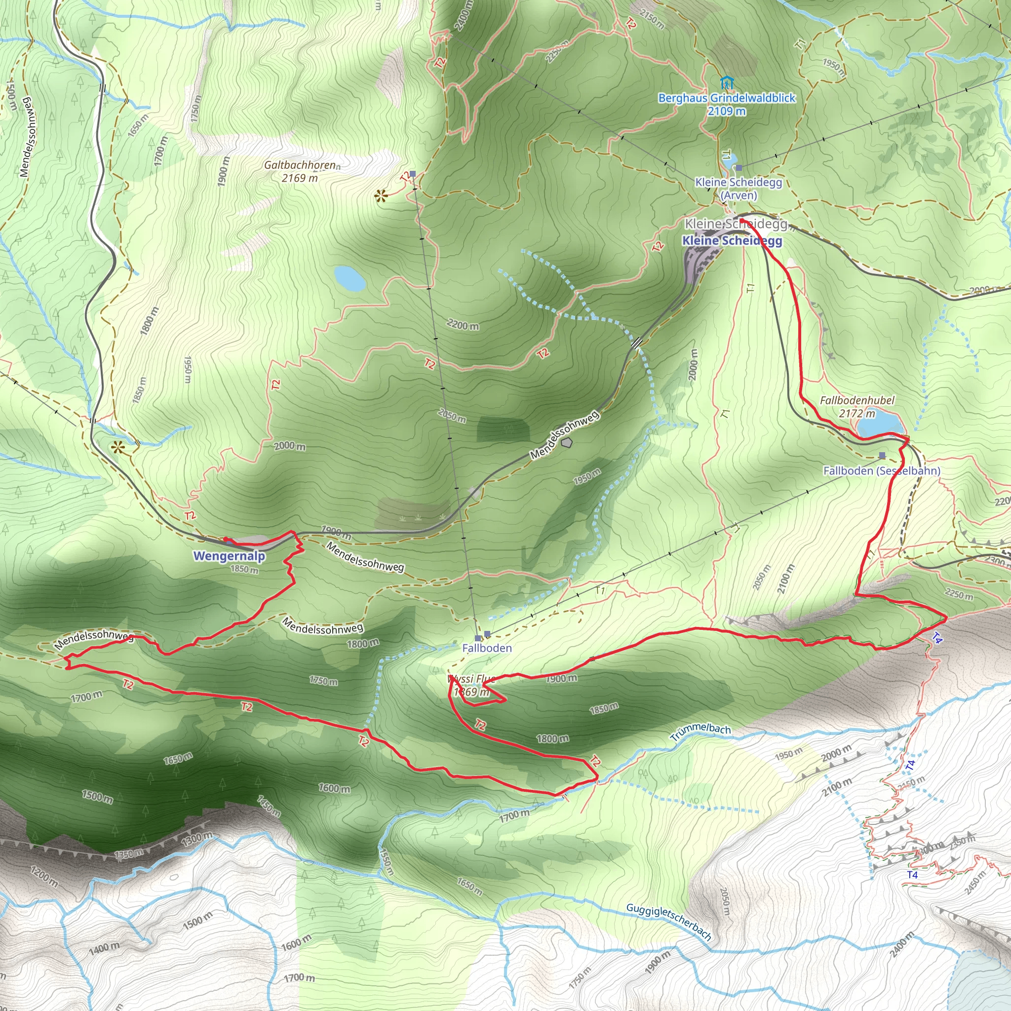 Wengernalp - Biglenalp - Locherfluhe - Kleine Scheidegg No 29 mobile static map