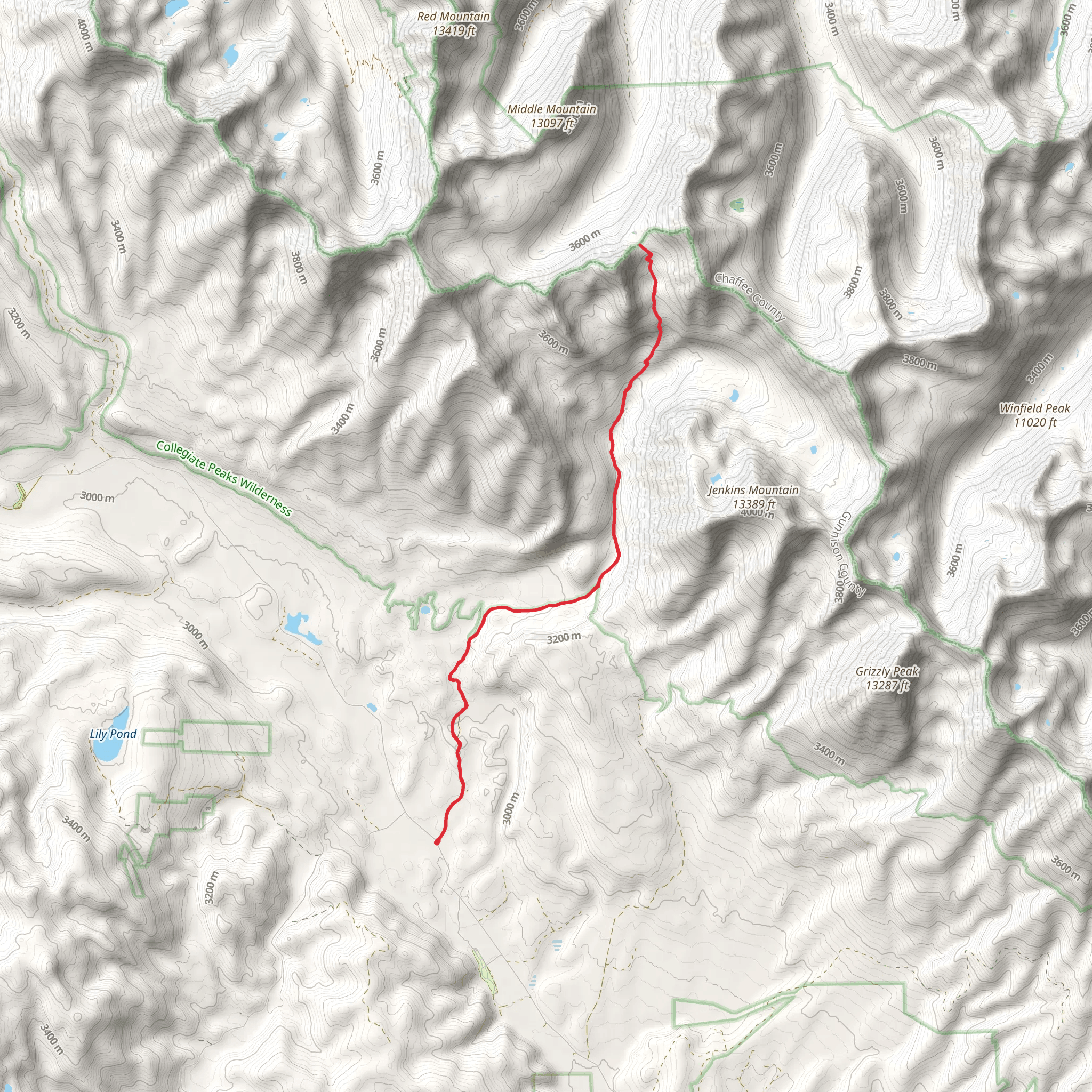 Red Mountain Creek via American Discovery Trail mobile static map