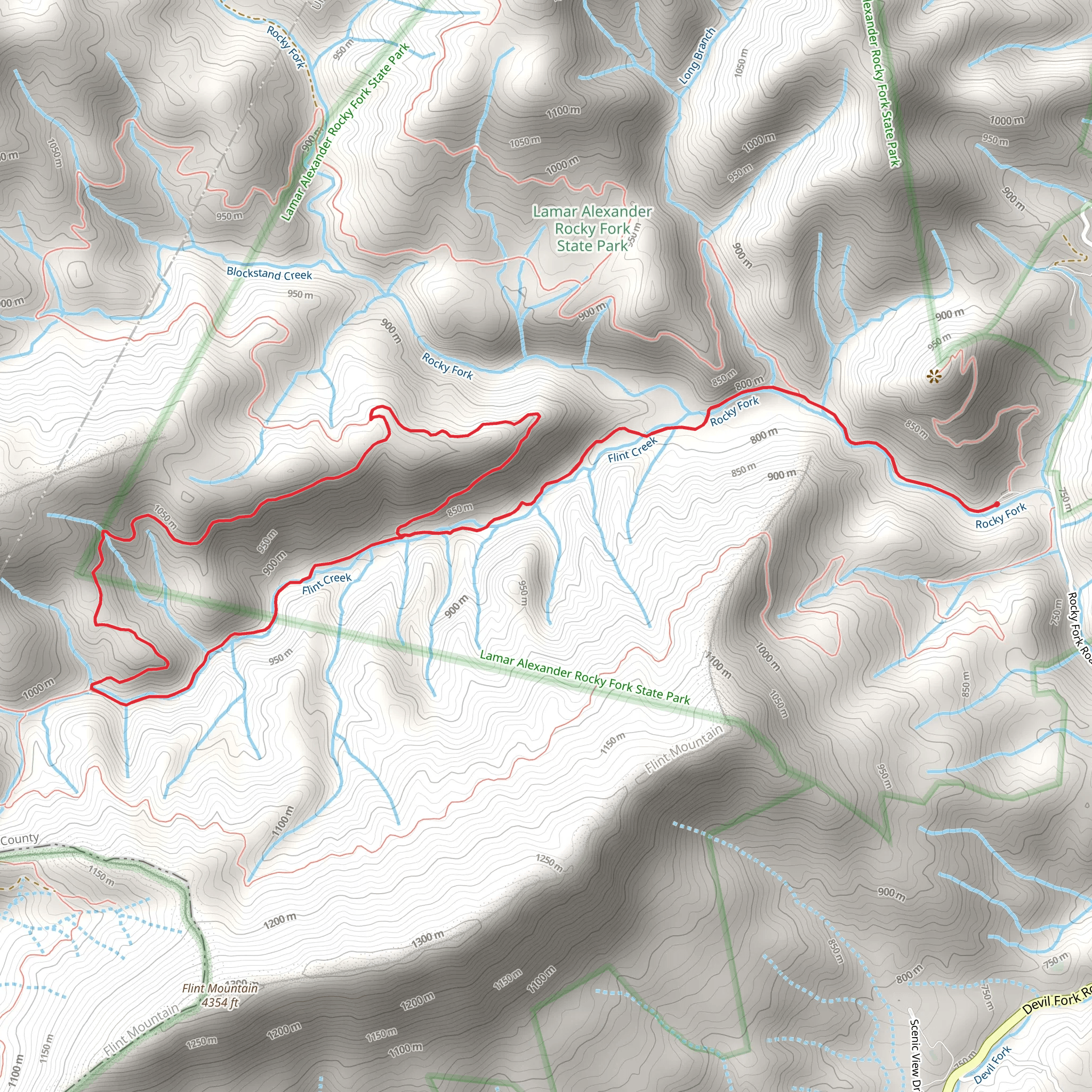 Flint Creek Trail and Blockstand Creek Loop Trail mobile static map