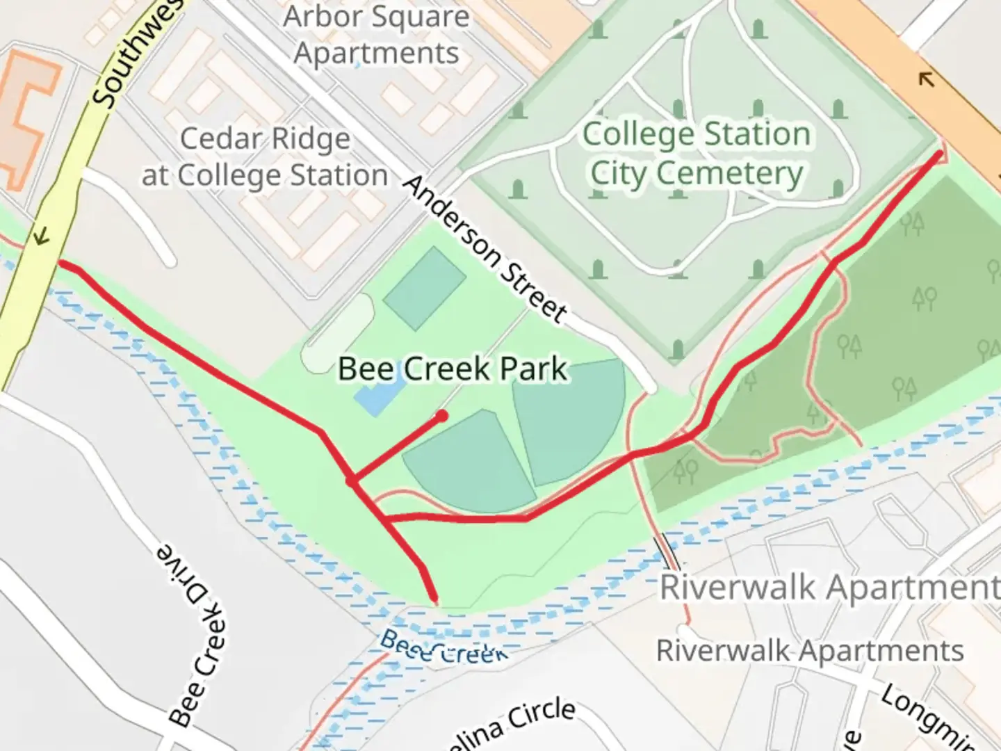 An image depicting the trail Bee Creek Park Walk and its surrounding area.