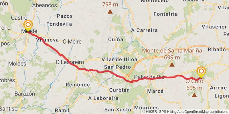 Camino de Santiago Francés stage 36 Map