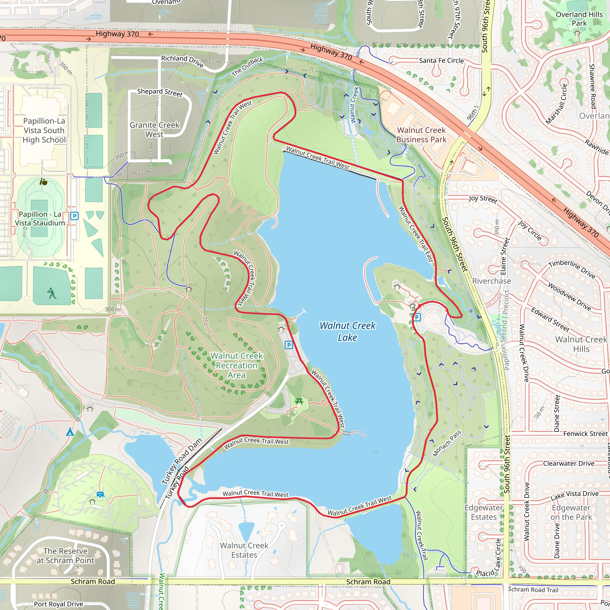 Walnut Creek Lake Loop Trail mobile static map