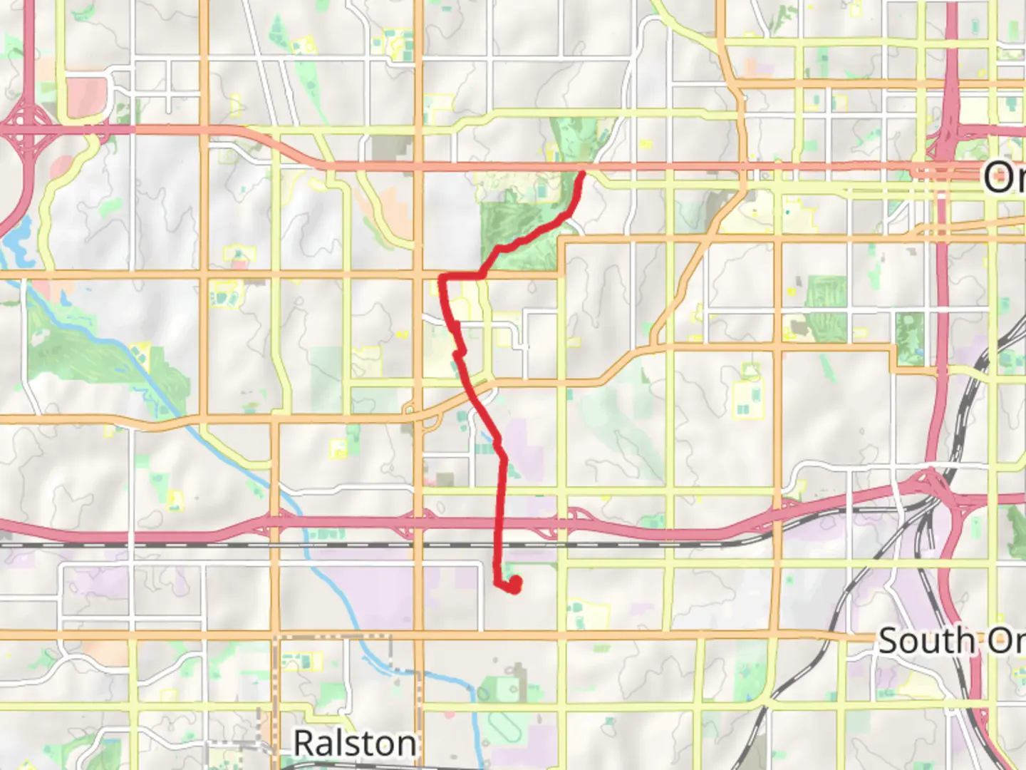 An image depicting the trail Elmwood South - Keystone Trail and its surrounding area.