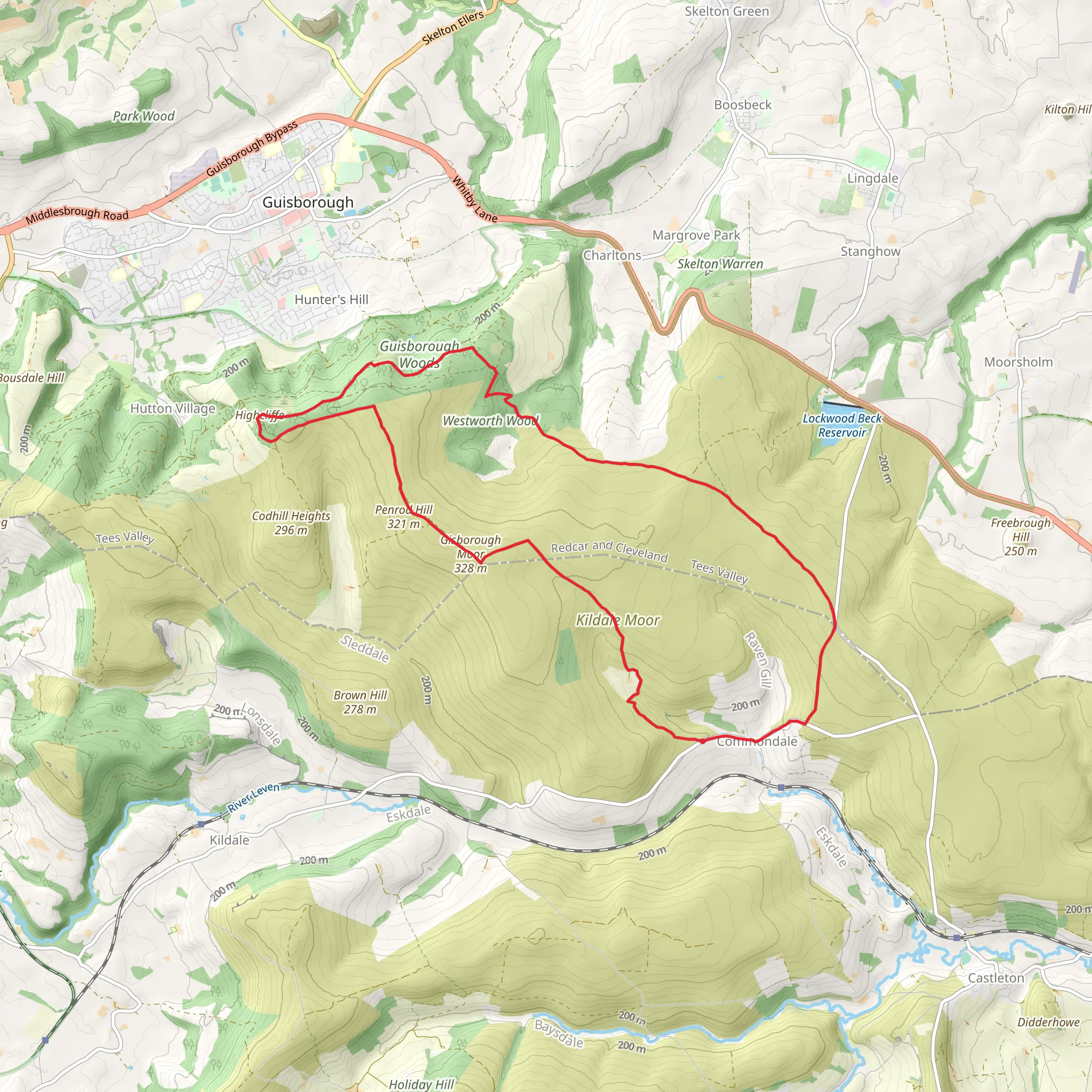 Highcliff Nab and Guisborough Moor from Commondale mobile static map