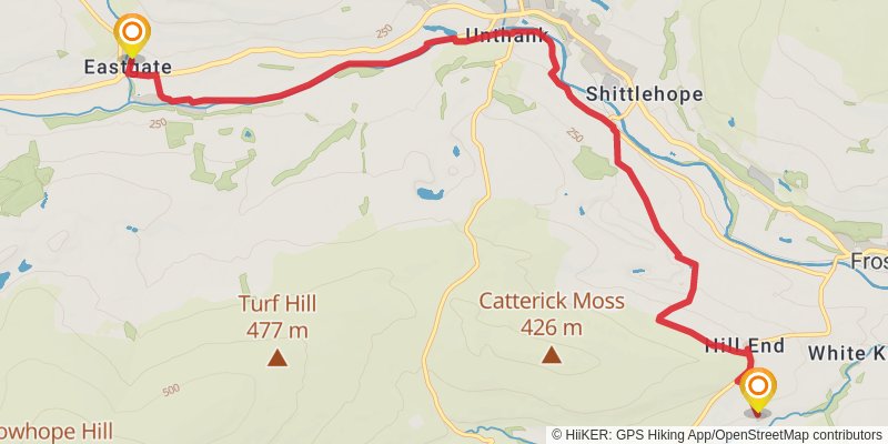 Weardale Way stage 5 Map