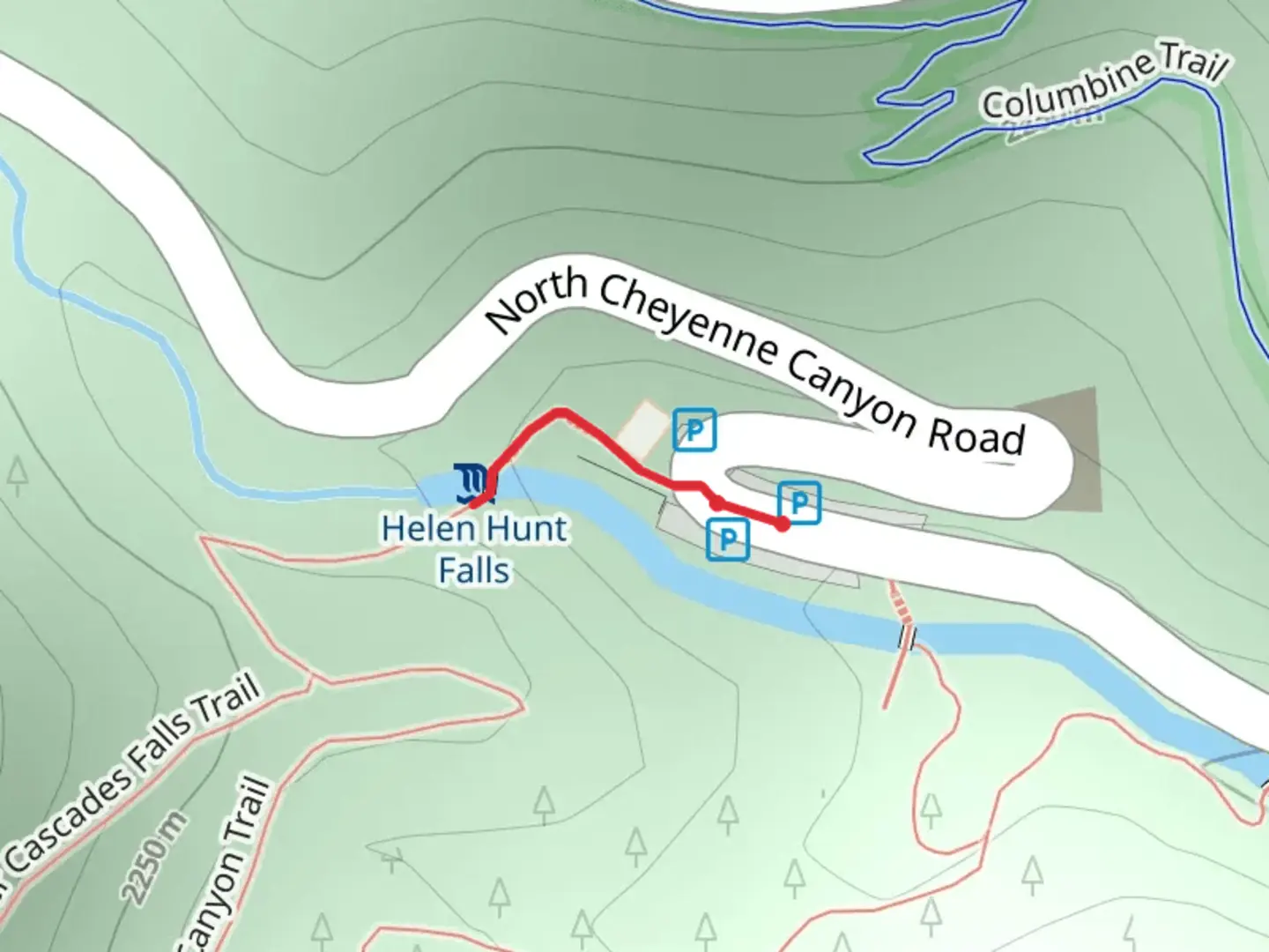 An image depicting the trail Silver Cascades Falls Short Trail and its surrounding area.