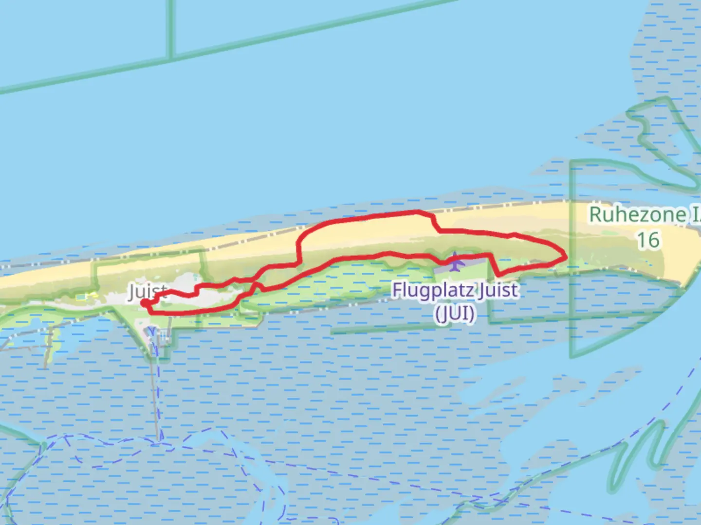 An image depicting the trail Deichpromenade and Kalfamerweg Loop and its surrounding area.